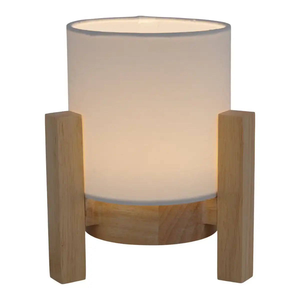 Akkutischleuchte "MADITA" 19 cm hoch, in Weiß/Natur, mit integrierter LED, dimmbar mit Berührungssensor