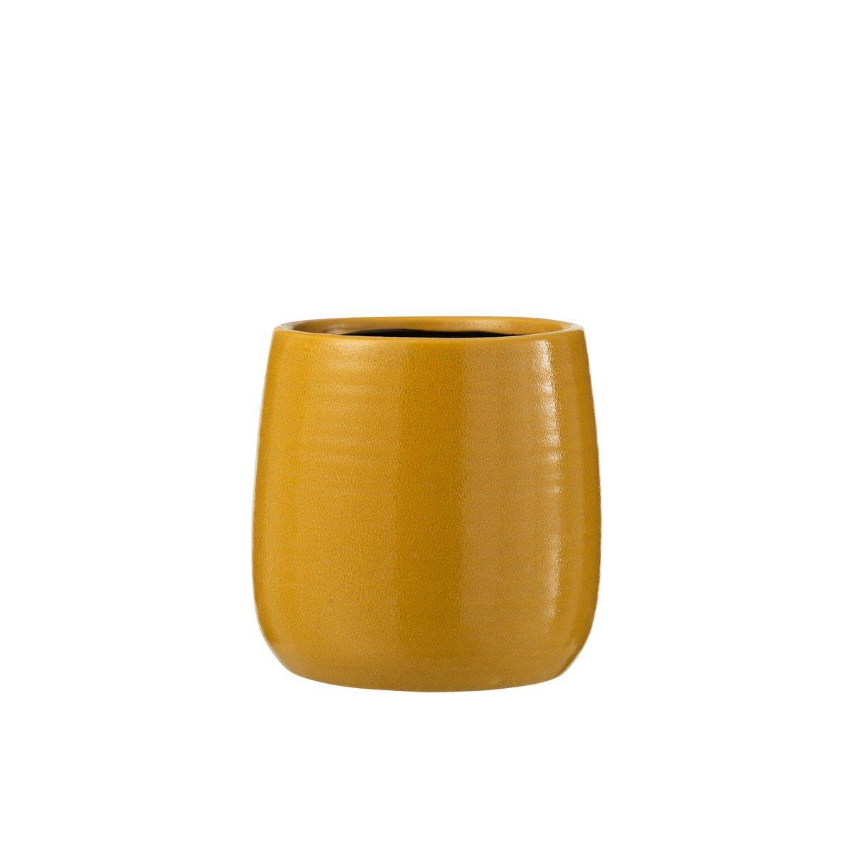 J-Line Blumentopf Plain – Keramik – Ocker – groß – Ø 16,50 cm