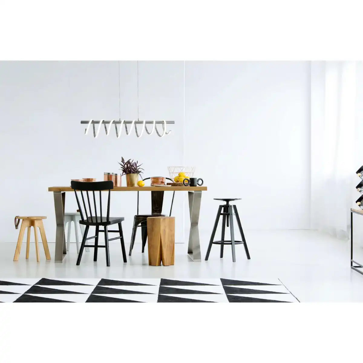 LED Pendelleuchte "BELLEZA", moderne Pendellampe aus Metall und Kunststoff in Nickel matt und Weiß, mit fest verbauten LEDs, 100 cm lang. Die ideale Beleuchtung für Wohnzimmer, Esszimmer oder Küche.