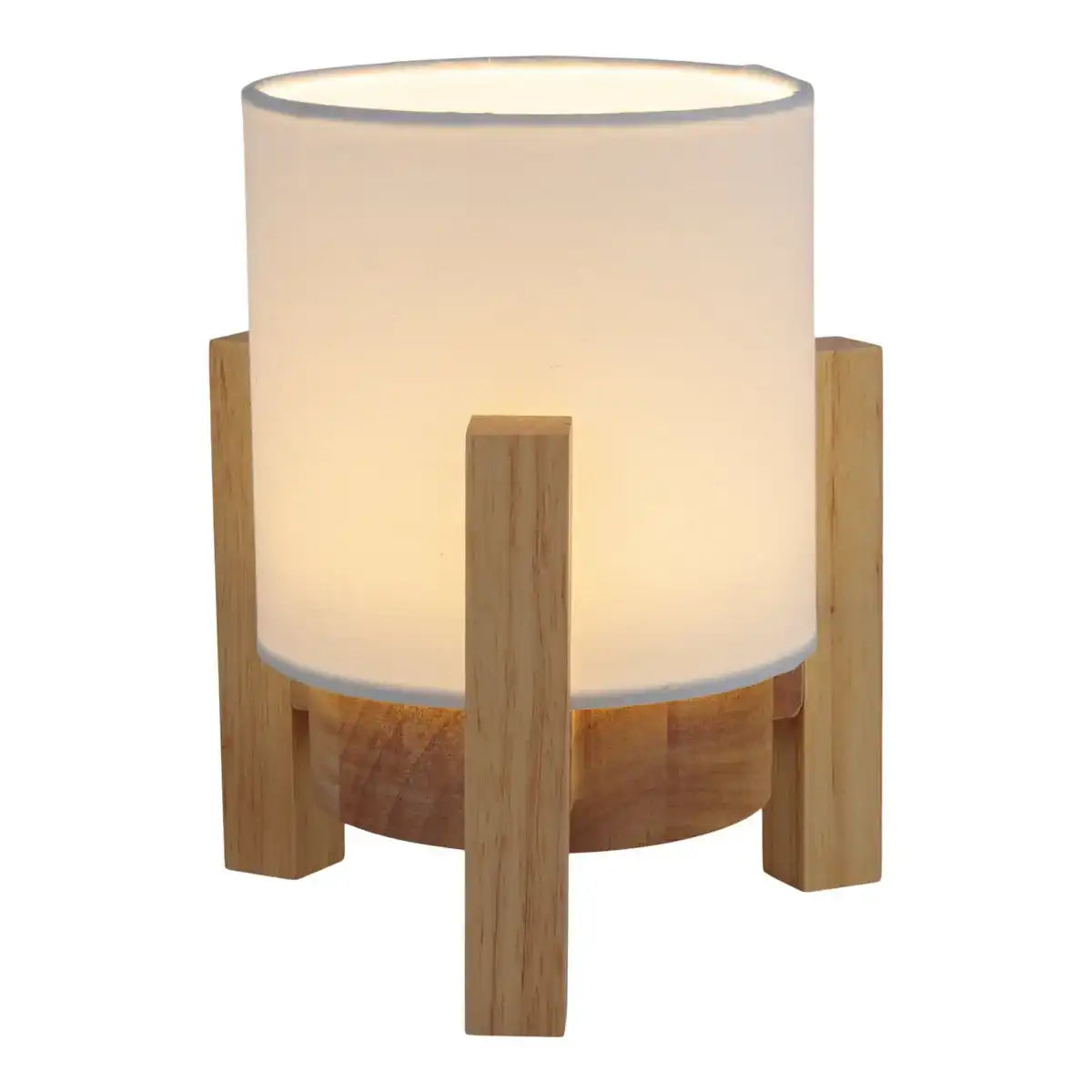 Akkutischleuchte "MADITA" 19 cm hoch, in Weiß/Natur, mit integrierter LED, dimmbar mit Berührungssensor