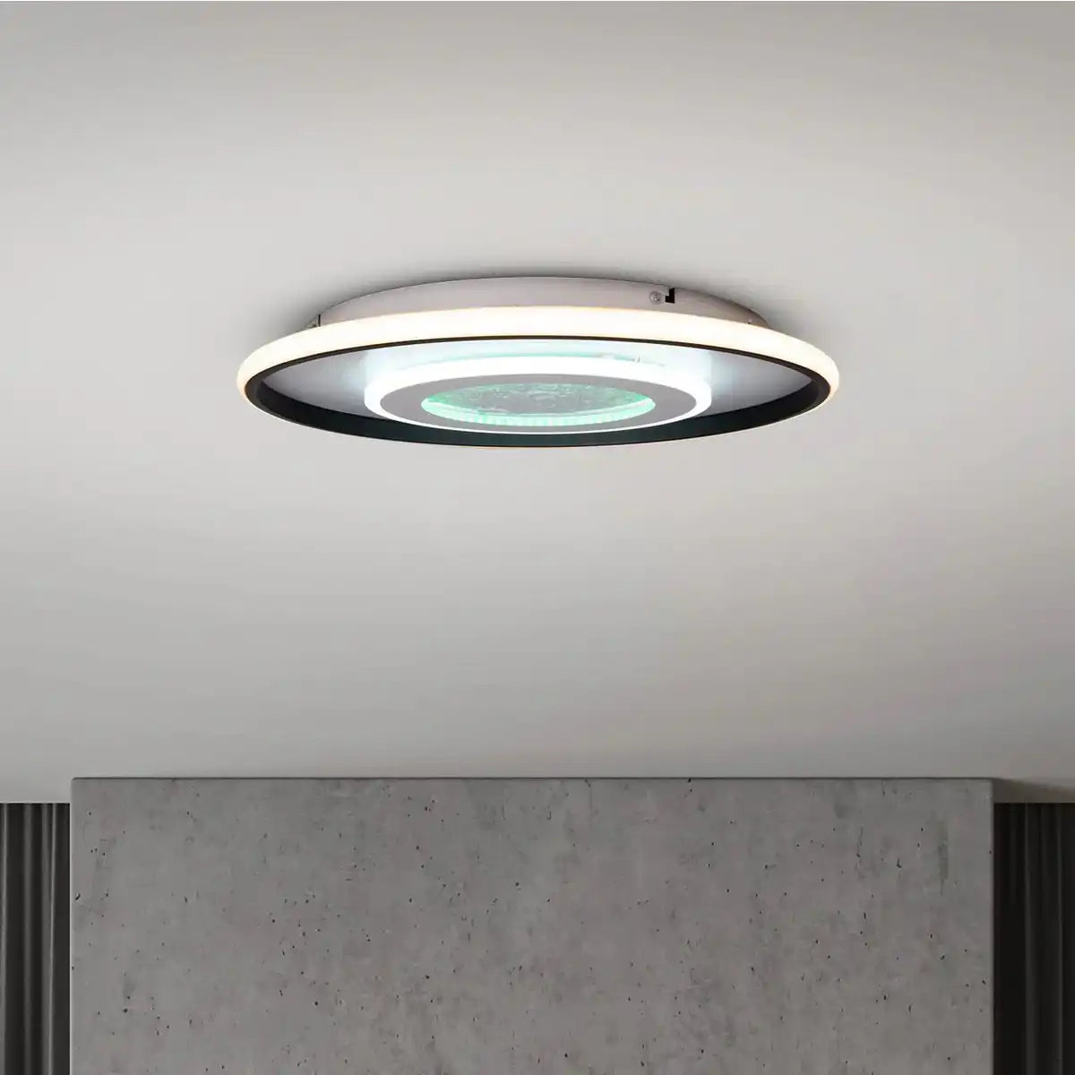 LED Deckenleuchte CCT / RGB mit Mondstruktur, Ø 50 cm, viele Funktionen, aus Metall und Kunststoff, inkl. Fernbedienung
