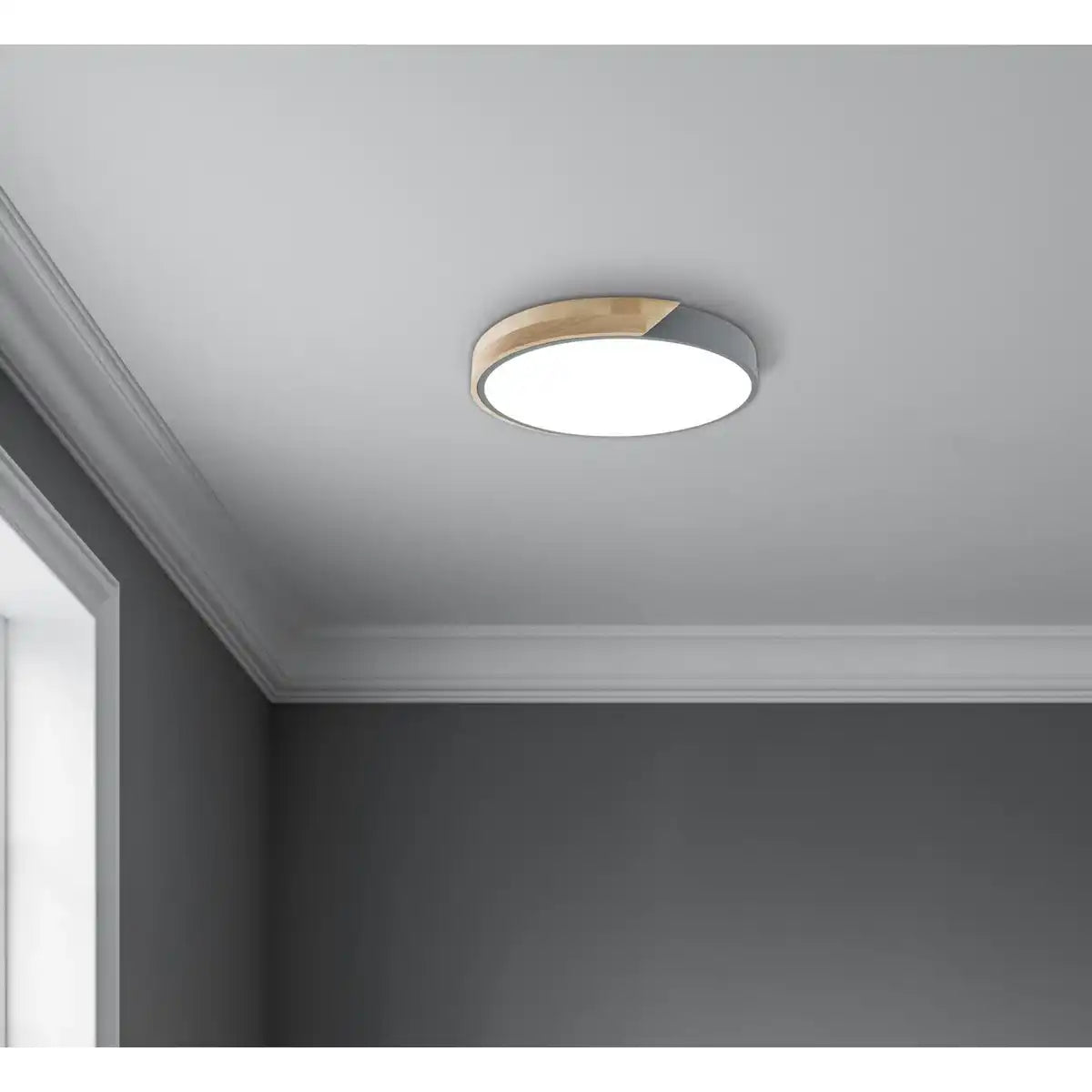 LED Deckenleuchte "BORNEO", Ø 31 cm aus Metall und Kunststoff in Grau, integrierte LEDs, Beleuchtung für Wohnräume, Diele und Büro