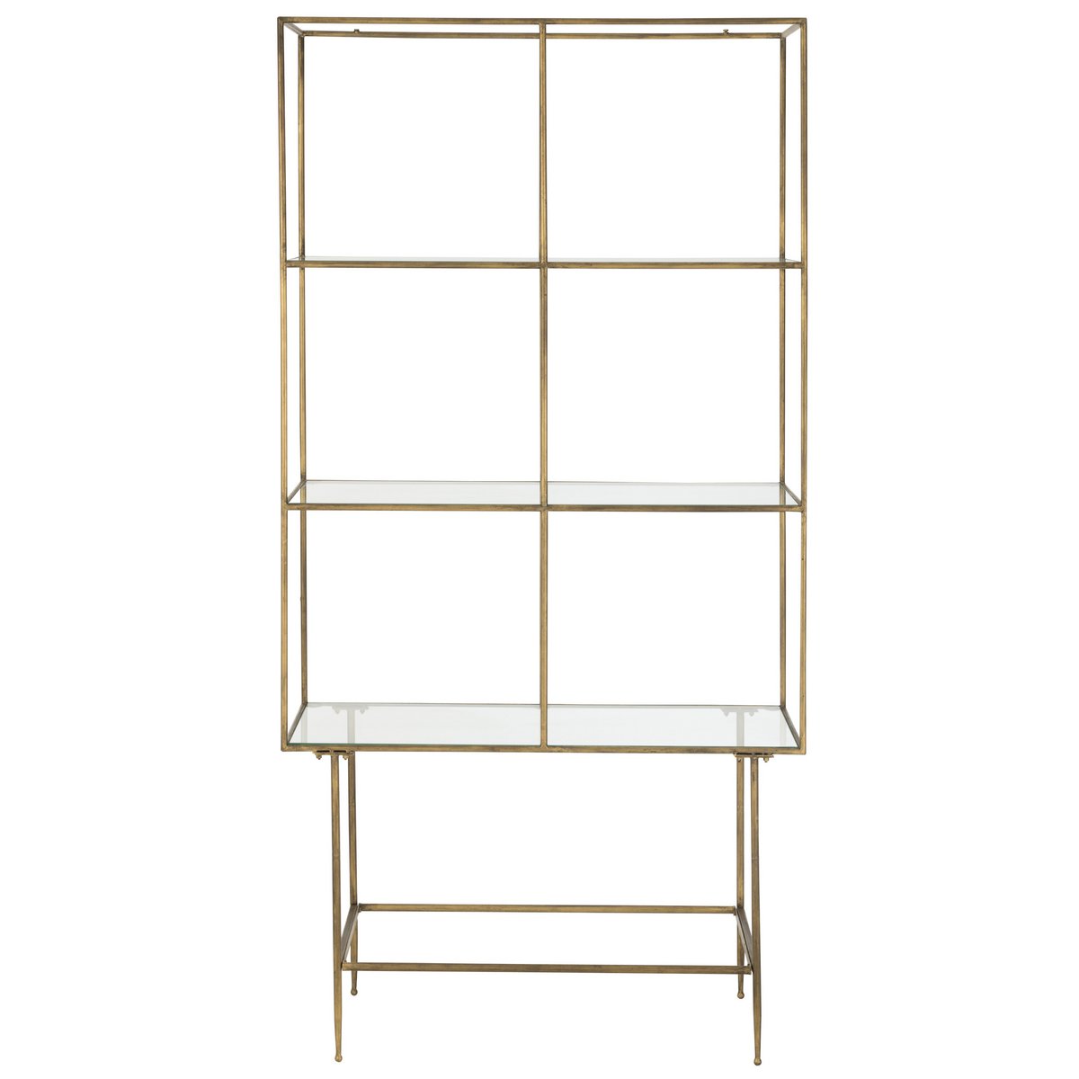 J -Line Rek 3 Regale - Metall/Glas - Gold