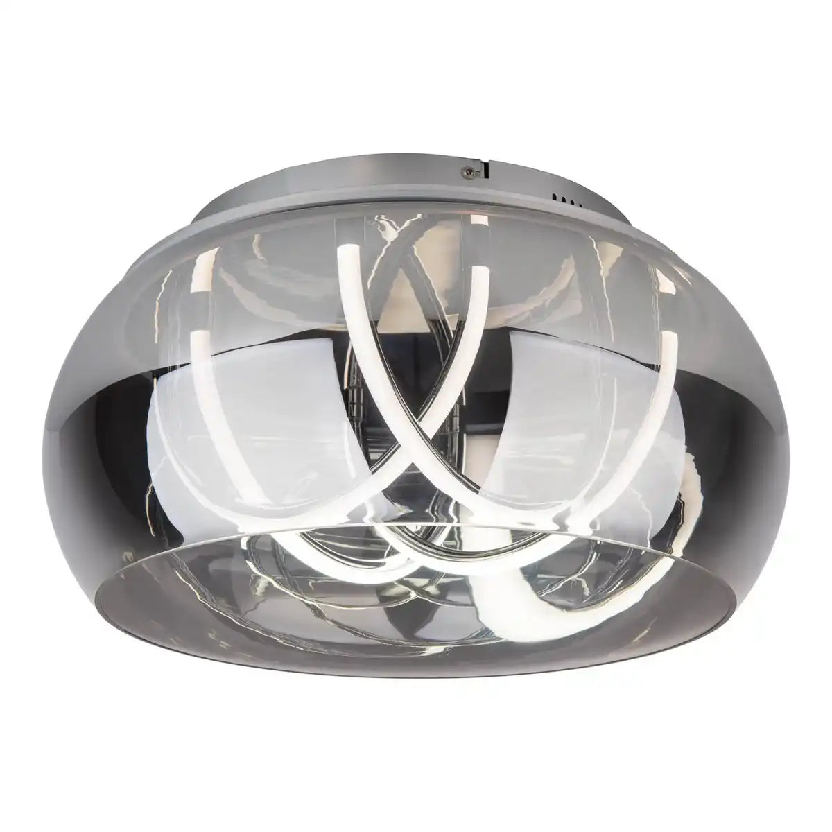 LED Deckenleuchte "MALOU" Ø 45 cm, 23,5 cm hoch, aus Metall, Rauchglas, integrierte LEDs, warmweiß