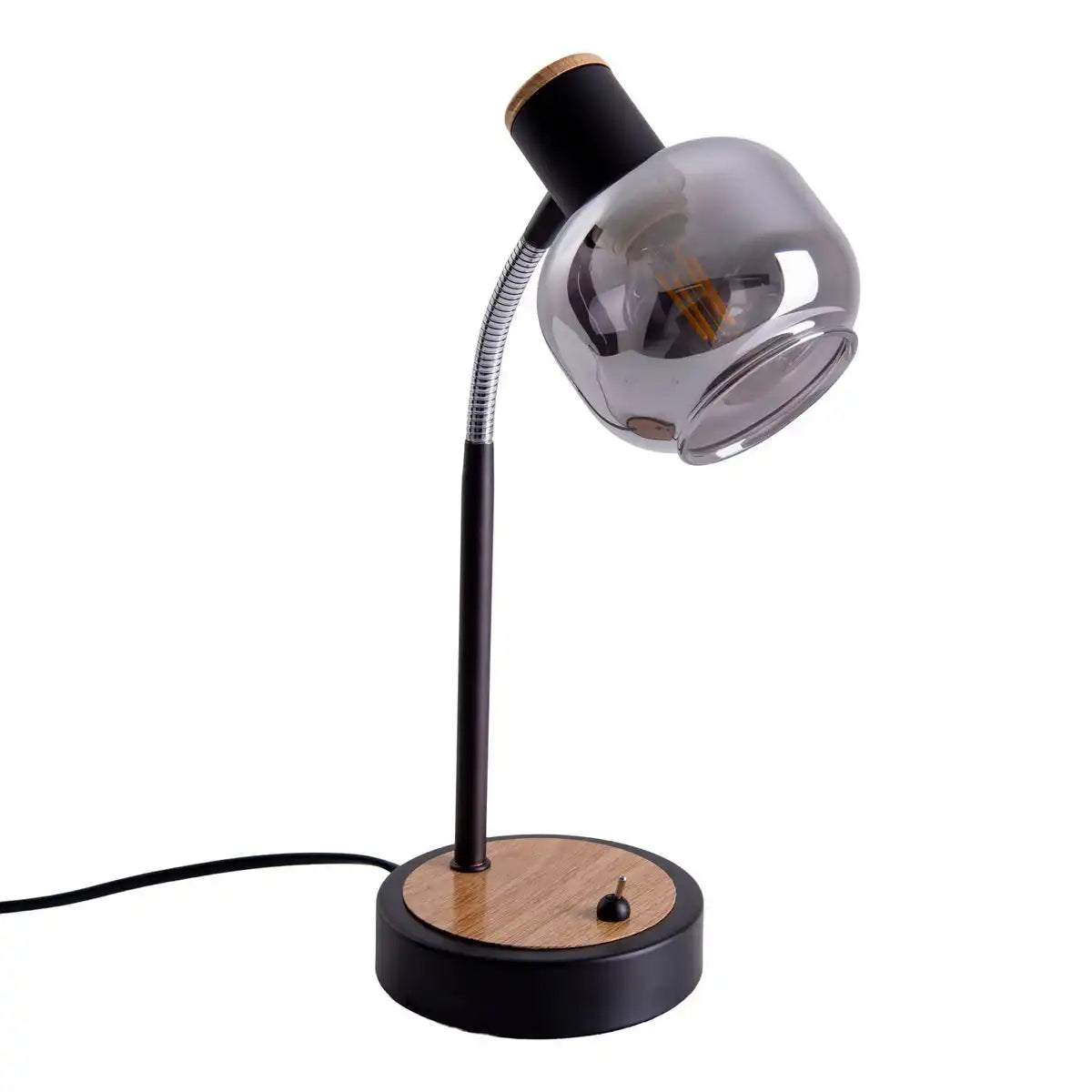 Tischleuchte "FUMOSO", Tischlampe aus Metall und Glas in Schwarz,, mit E14-Fassung, für Esszimmer, Wohnzimmer, Diele oder Büro, Tischlampe 34 cm hoch