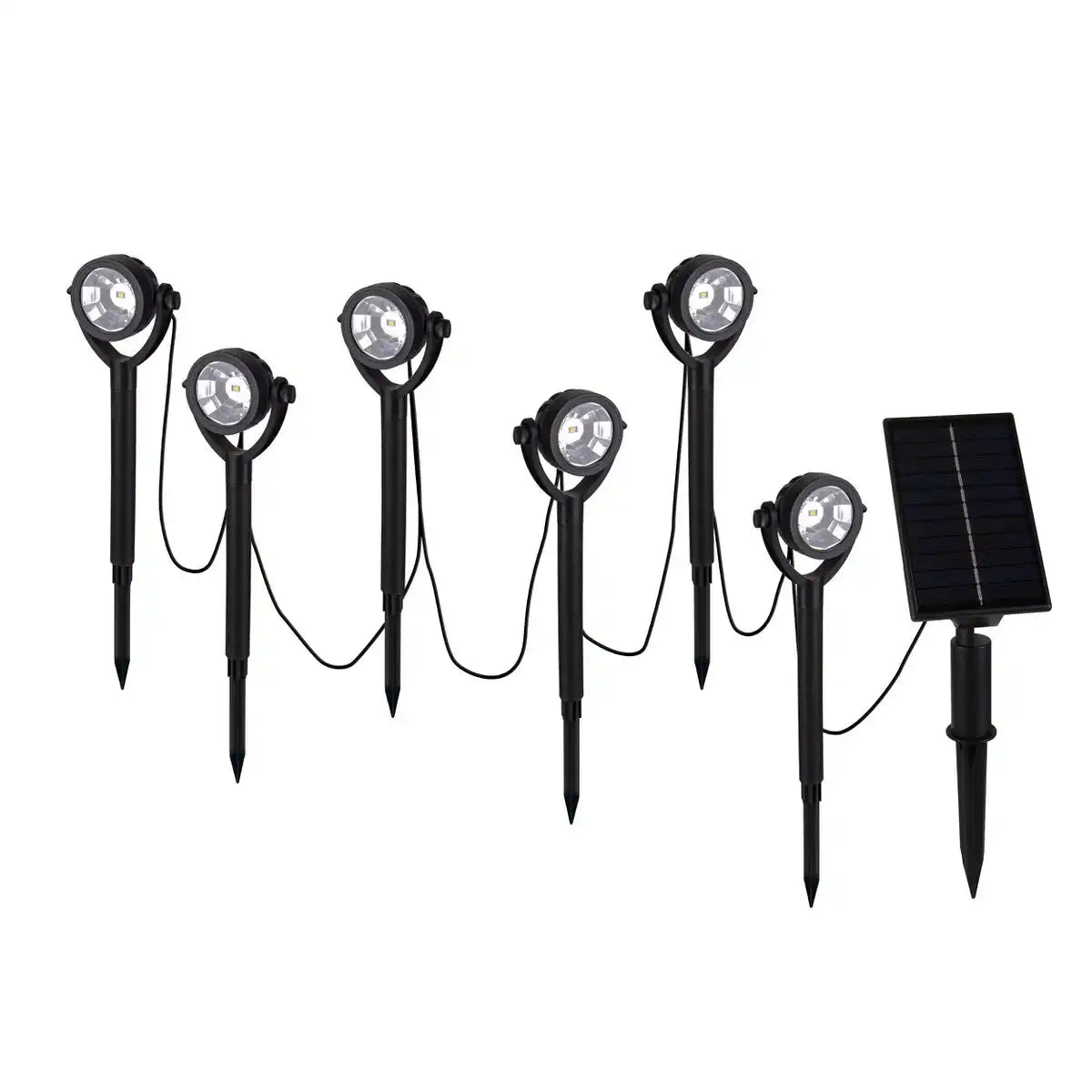 Solar- / Erdspieß 6er Set "NOMI" ca. 475 cm lang, aus schwarzem Kunststoff, warmweiß