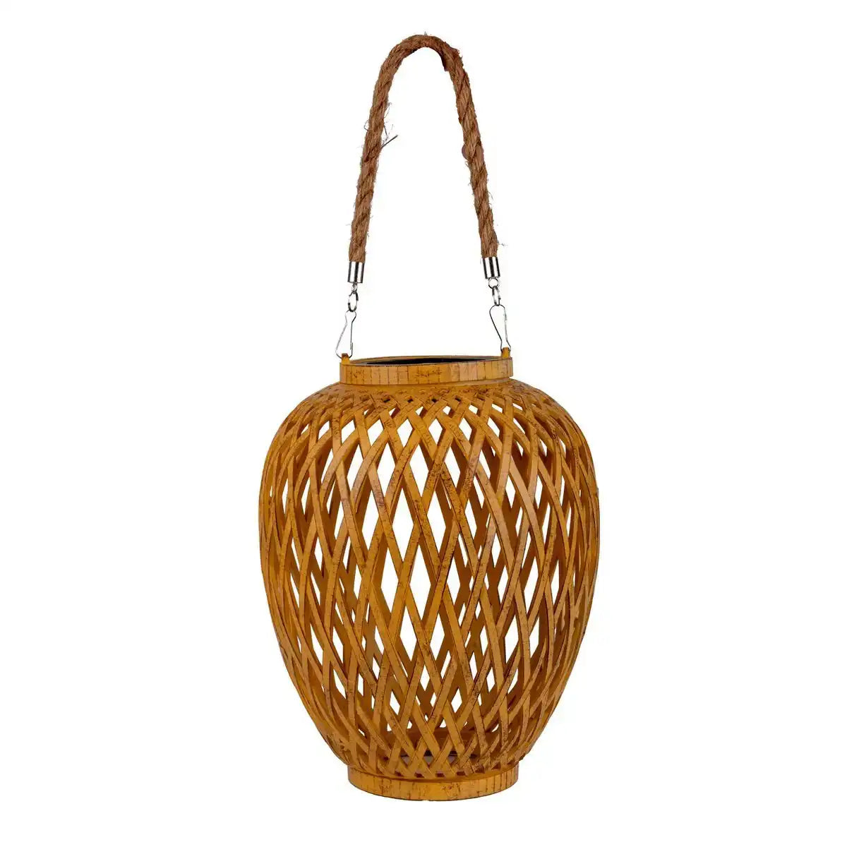 2er Set Korb- / Solardekoleuchte "Cesto", aus naturfarbenem Kunstrattan, mit Dämmerungssensor, warmweiß, 24 cm hoch, für den Außenbereich