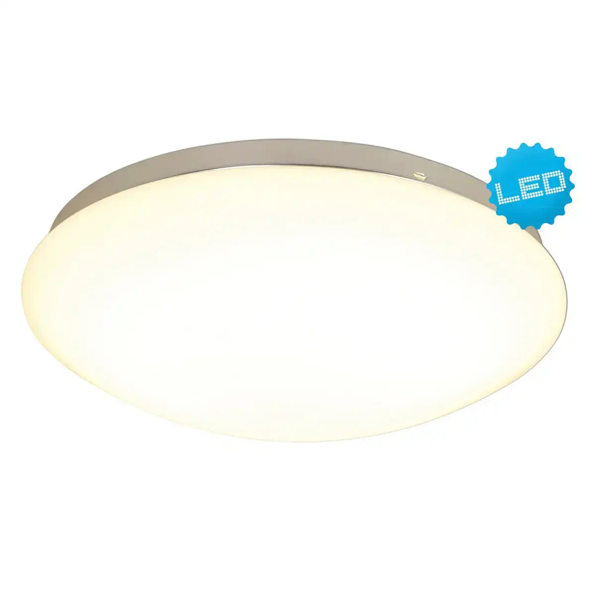 LED Deckenleuchte aus Metall und Glas in weiß, mit fest verbauten LEDs Ø ca 34 cm.