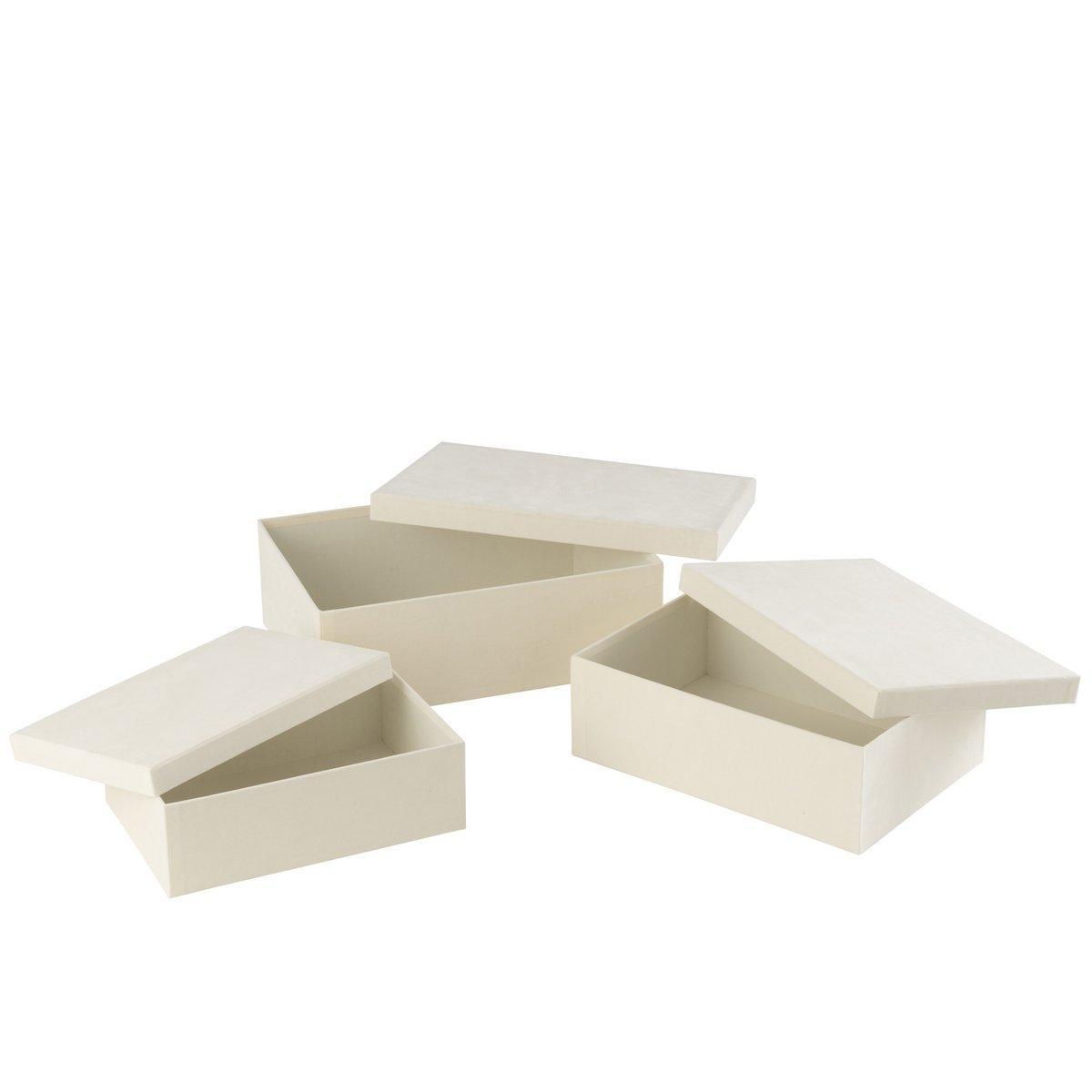 J-Line Set mit 3 Boxen, rechteckig, Samtpapier, Weiß