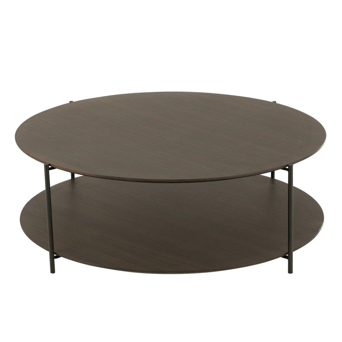 J-Line Couchtisch, rund, MDF/Metall, dunkelbraun, groß