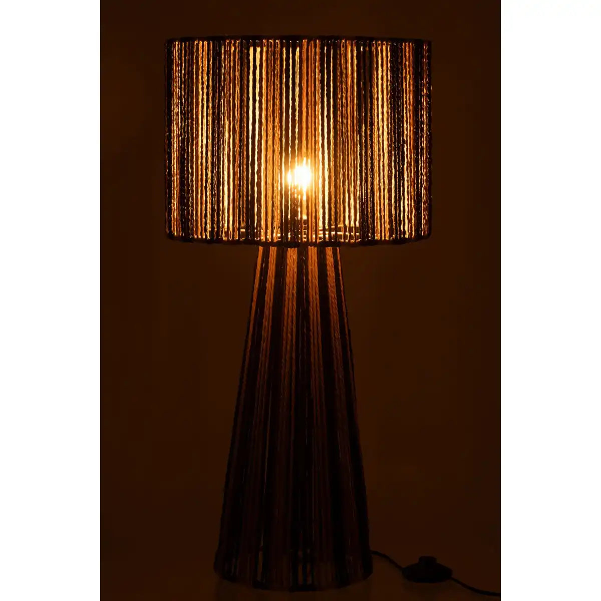 J-Line Tischlampe Stripes Ropes Metall/Papier Schwarz/Natur