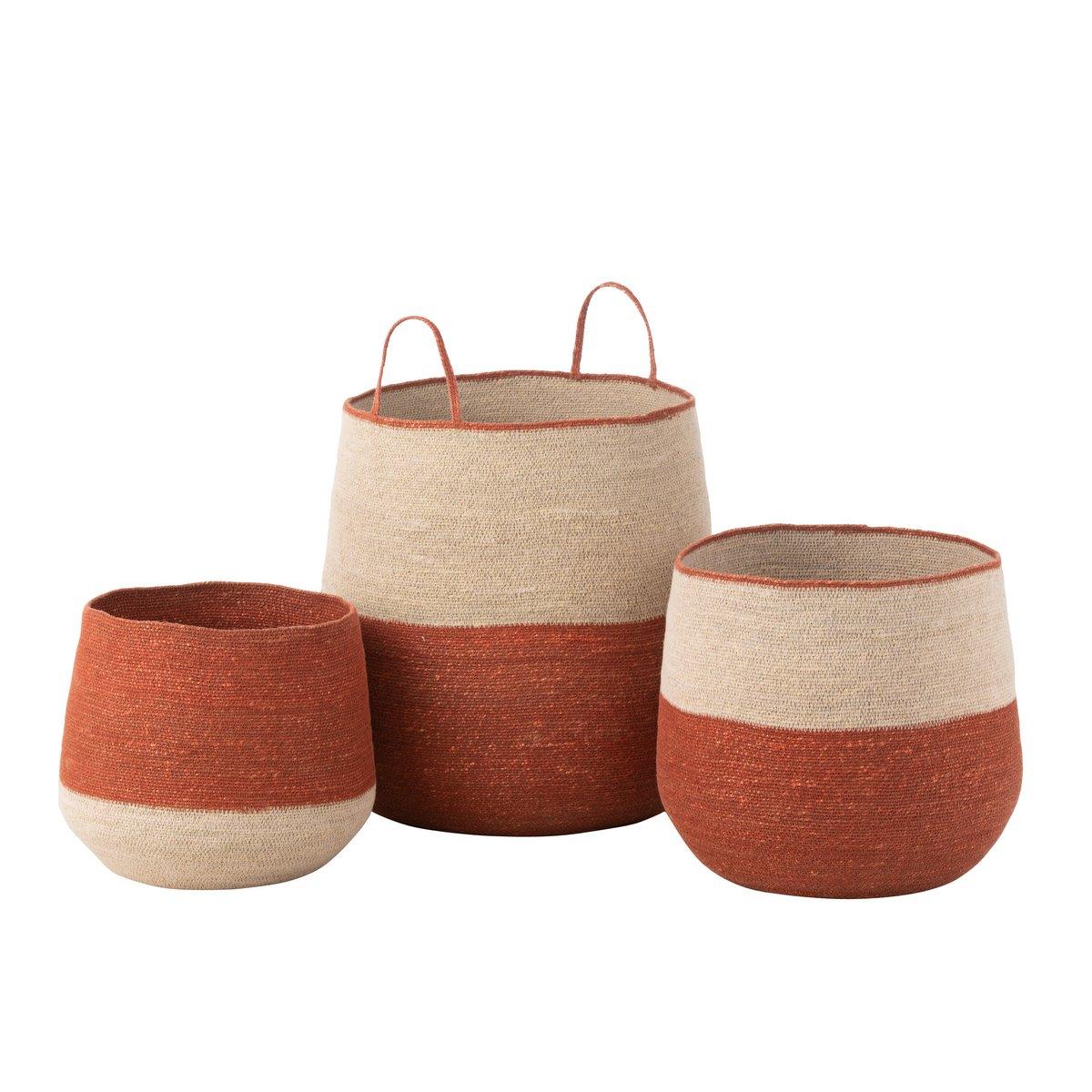 J-Line 3er-Set Korb Seegras Natur/Terrakotta
