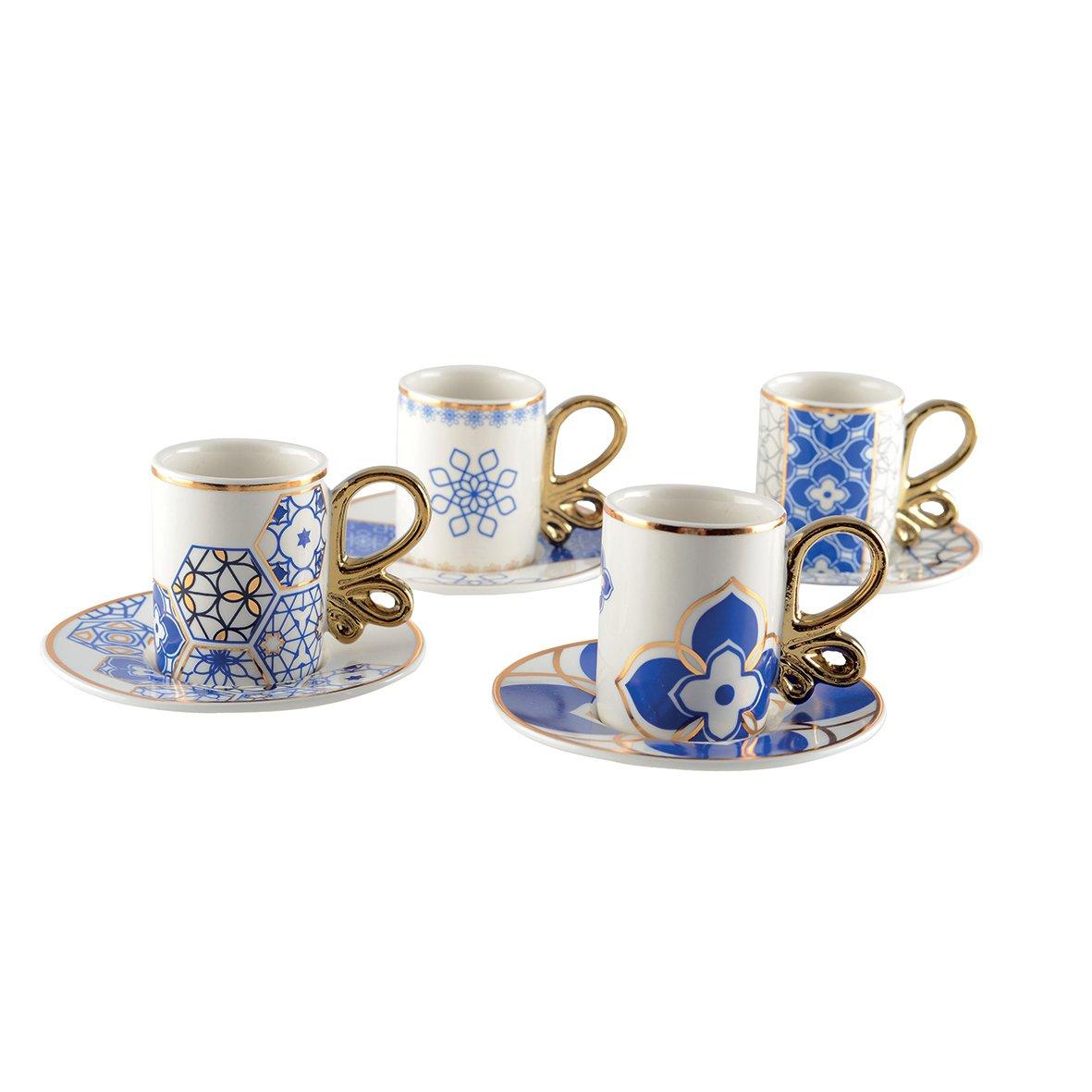 Set von 4 Kuchenbechern und Empire -Untermaterial