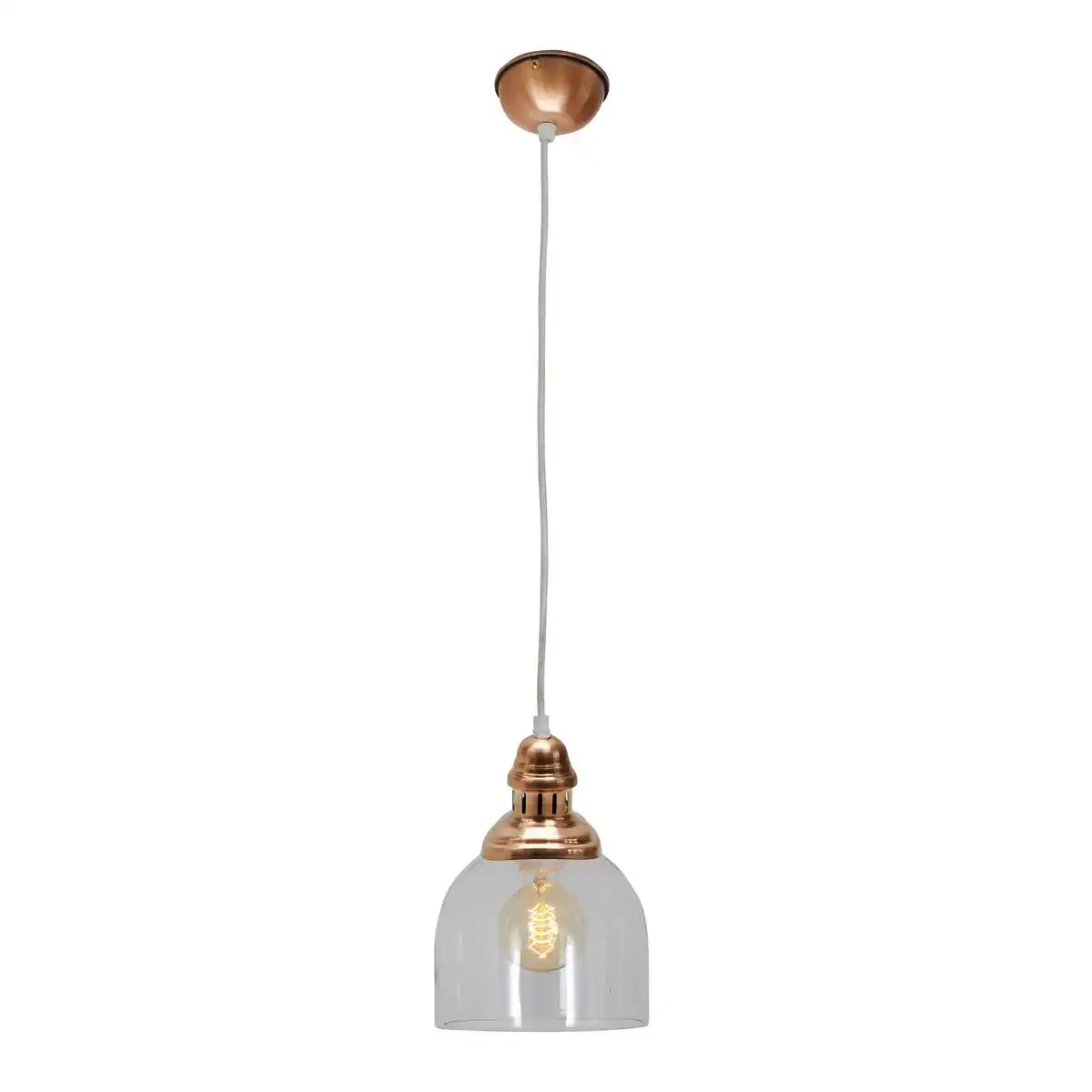 Glas-Pendelleuchte "MUMBAI", Retro Classic aus Metall und Glas in Kupfer, E27