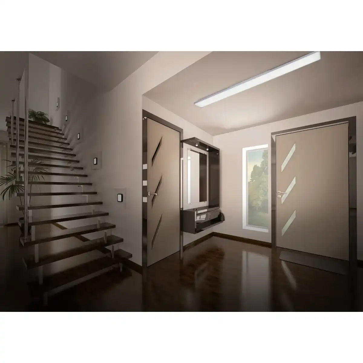 LED Panel-Deckenleuchte "CARENTE" Länge 119,5 cm, rahmenlos, viele Funktionen, aus Metall und Kunststoff, weiß, integrierte LEDs
