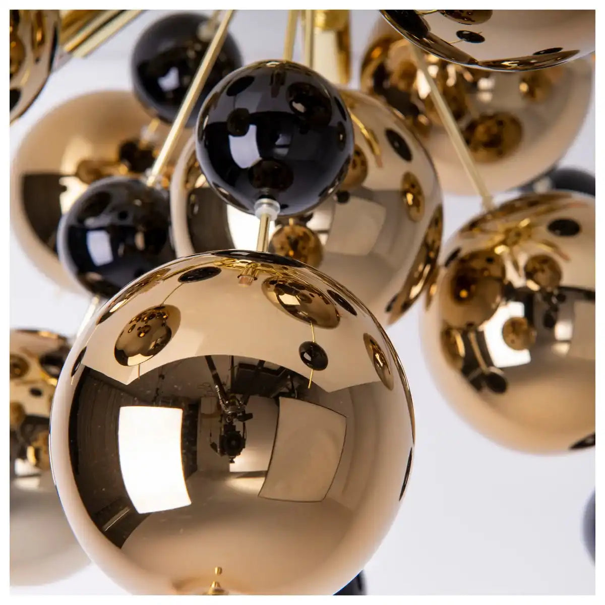 Deckenleuchte "EXPLOSION" Gold aus Metall und Glas, G9 Fassungen, Deckenlampe für Esszimmer, Wohnzimmer, Diele oder Büro, Ø57 cm