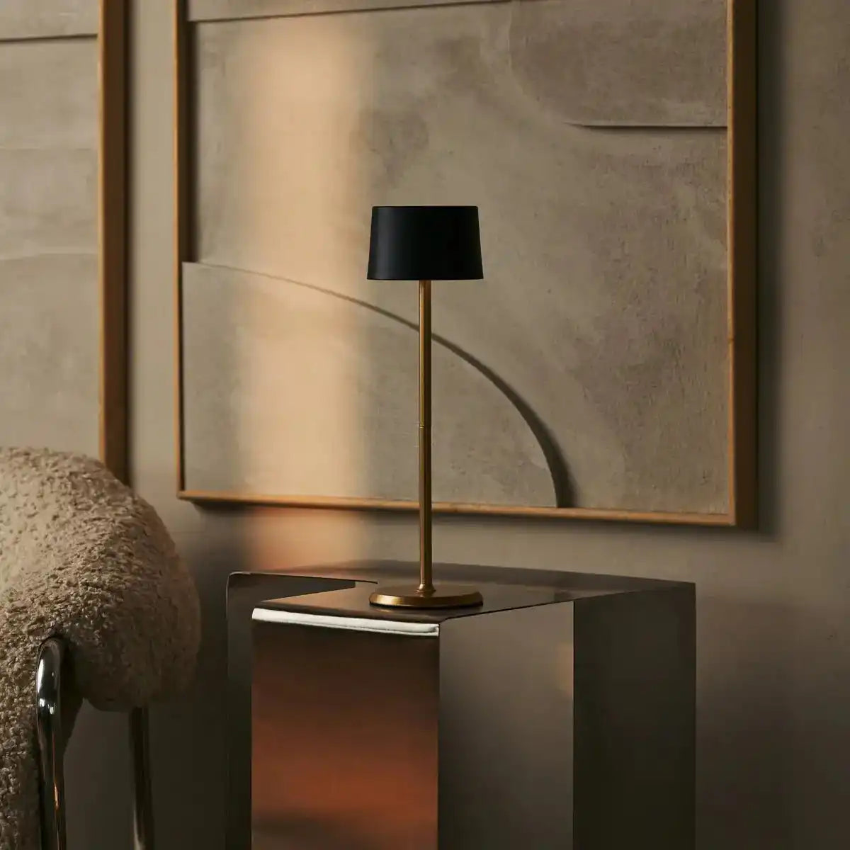 David Black & Gold wiederaufladbare Tischlampe 2 in 1 mit einstellbarer Höhe - dimmbar und kabellos mit 120 Stunden Akku