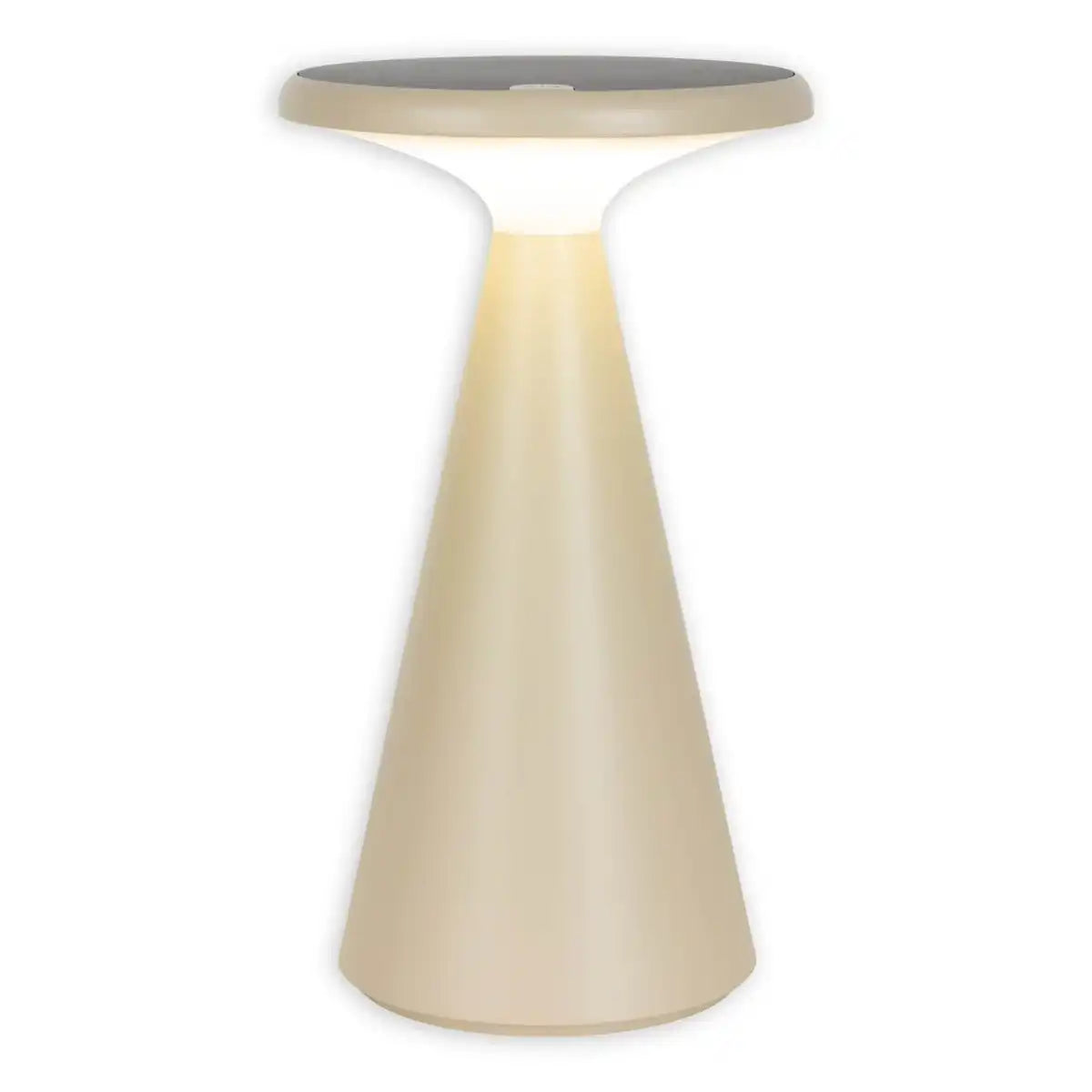 Solar-Akku-Tischleuchte "Palu" für Außen und Innen, aus Kunststoff in Beige , 20 cm hoch