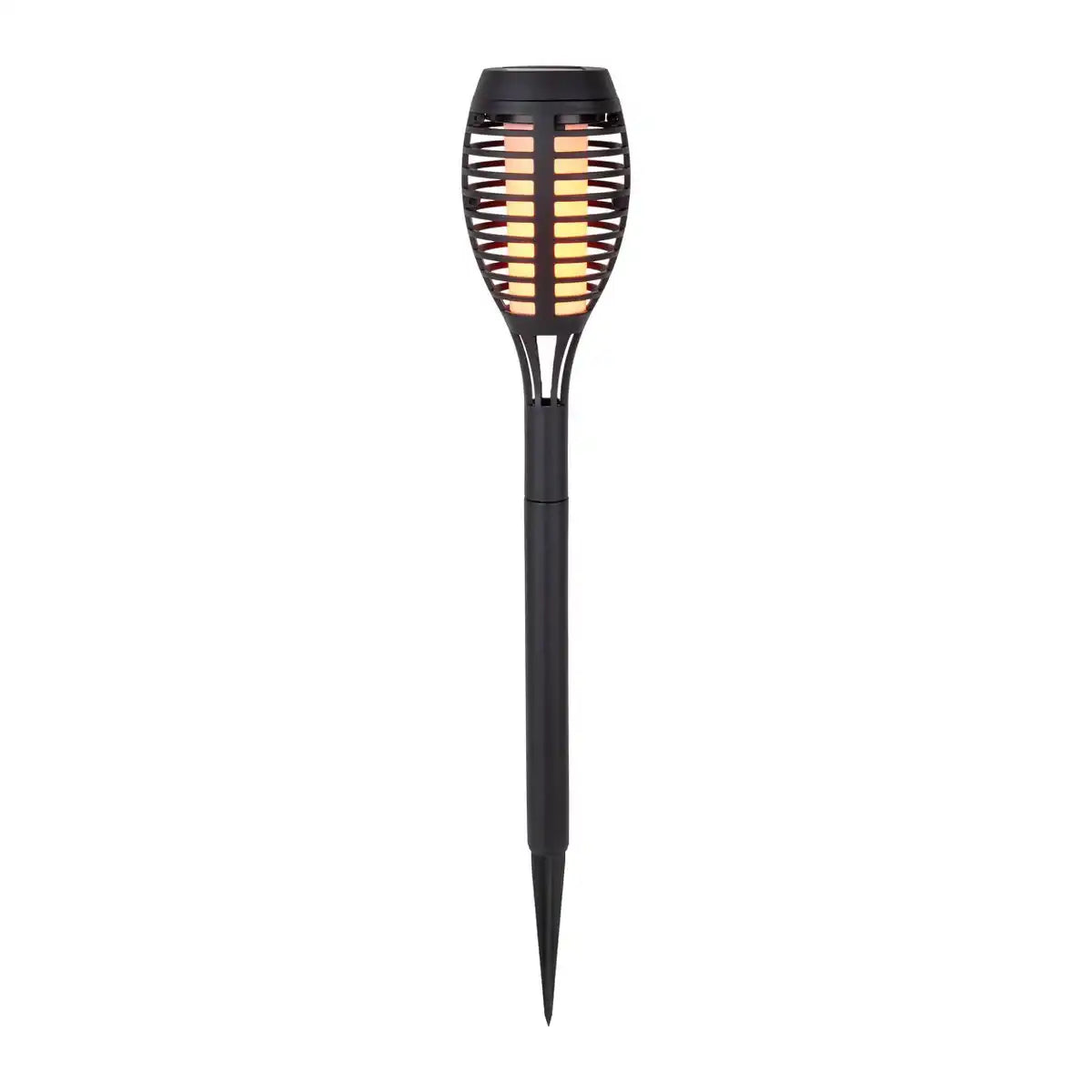 5er Set LED Erdspieß "Fackel" 45 cm aus grauem Kunststoff, mit integrierter LED, Solarleuchte für Außen