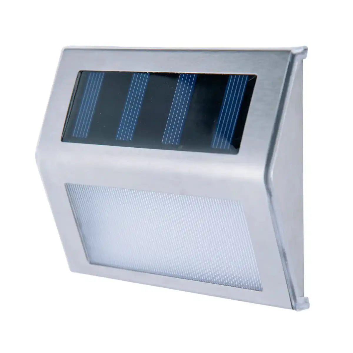 4er-Set LED Solar-Außenleuchte , für Außen, Wandleuchte - Metall und Kunststoff in Stahl-blank, mit integrierter LED
