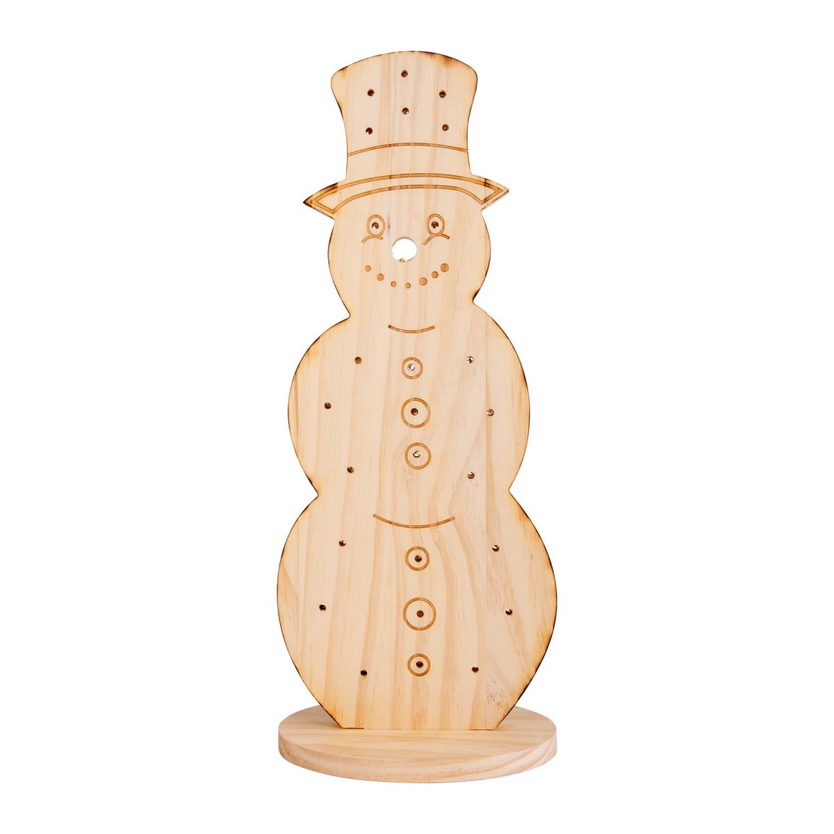 LED-Holz-Dekoleuchte "SNOWY" groß, Weihnachtsdeko aus Holz in Natur, mit fest verbauten LEDs, für den Außenbereich