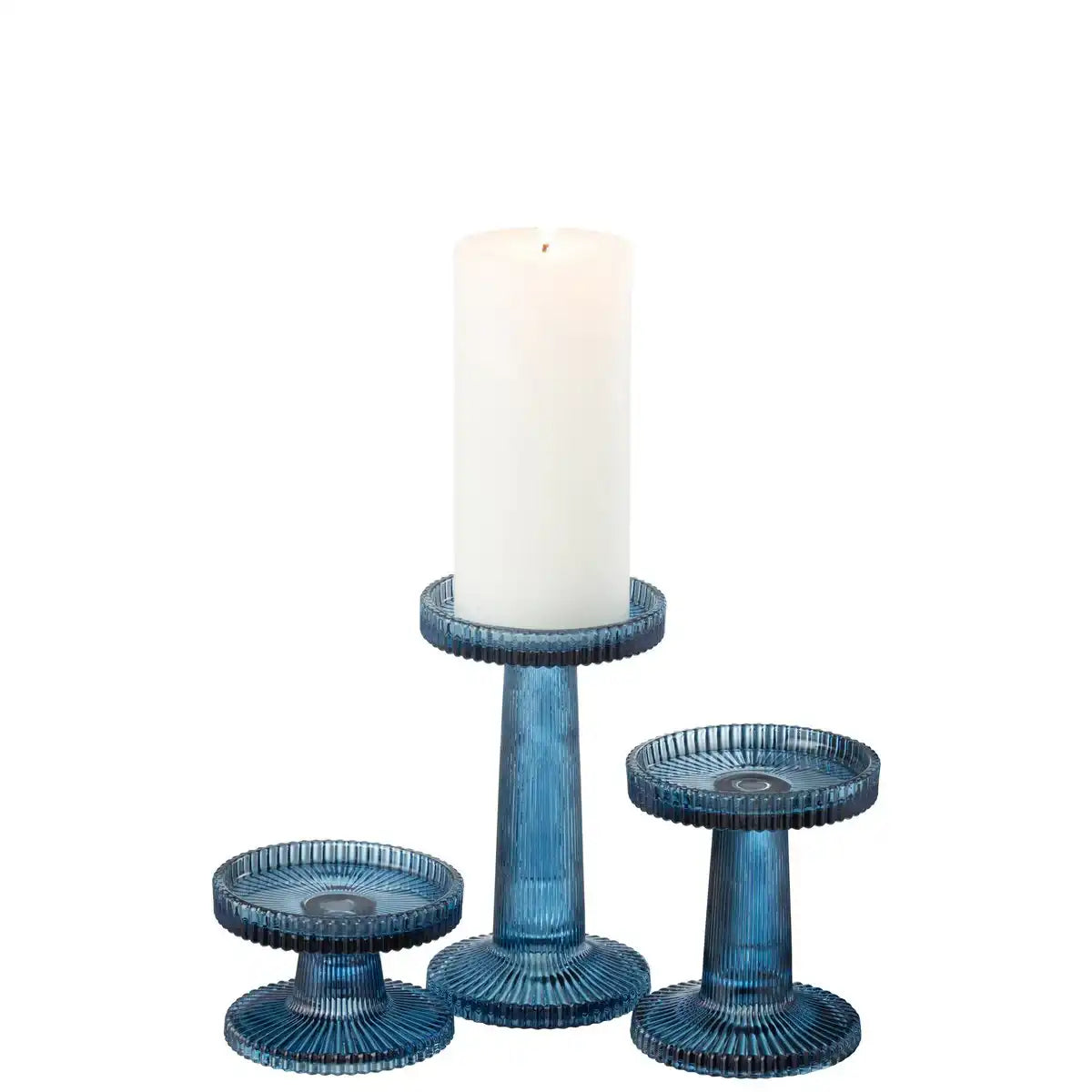 J-Line Kerzenhalter Nelly - Glas - Blau - 3 Stück