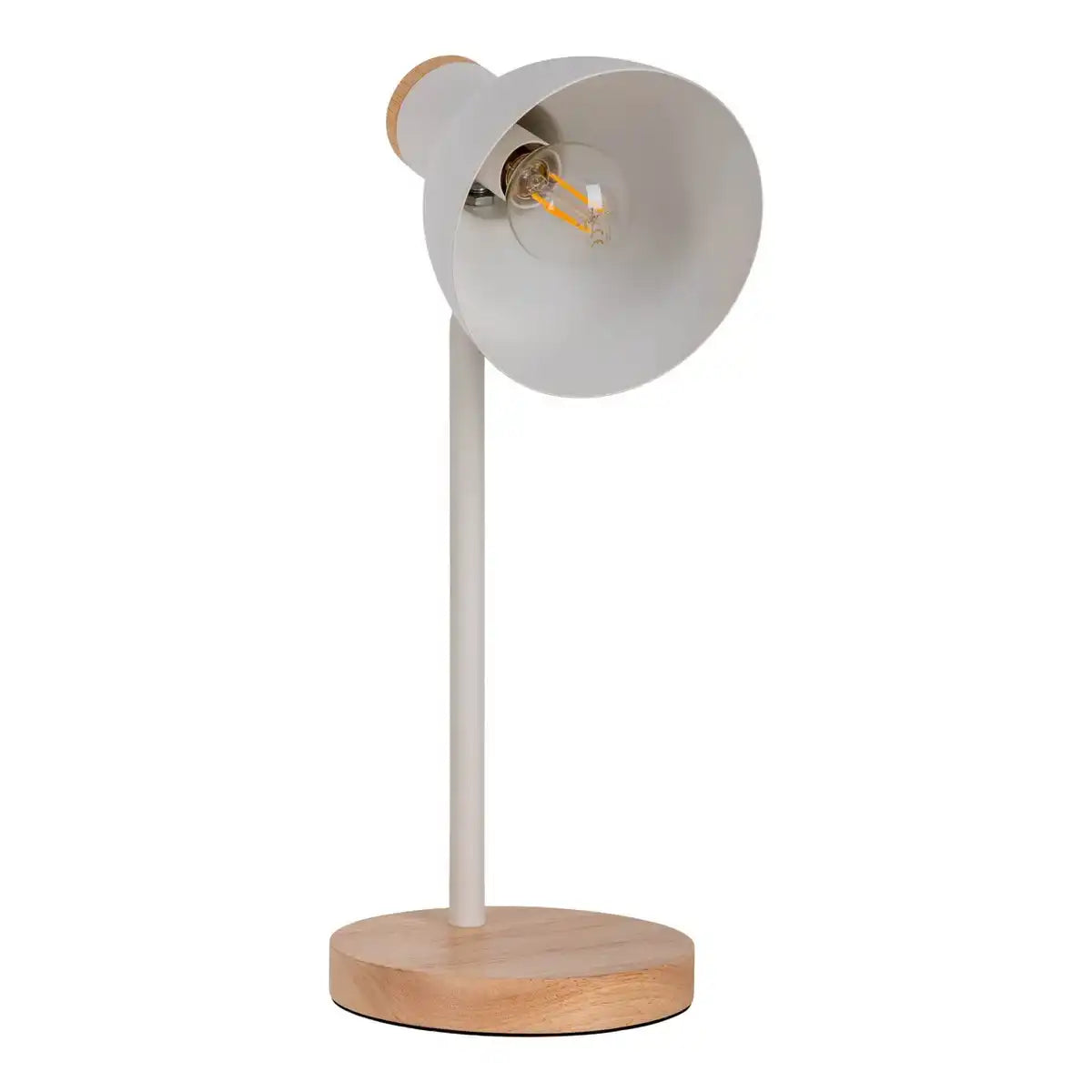 Schreibtischleuchte "MARIE" aus Metall und Holz, E14, Weiß, 36,5 cm hoch