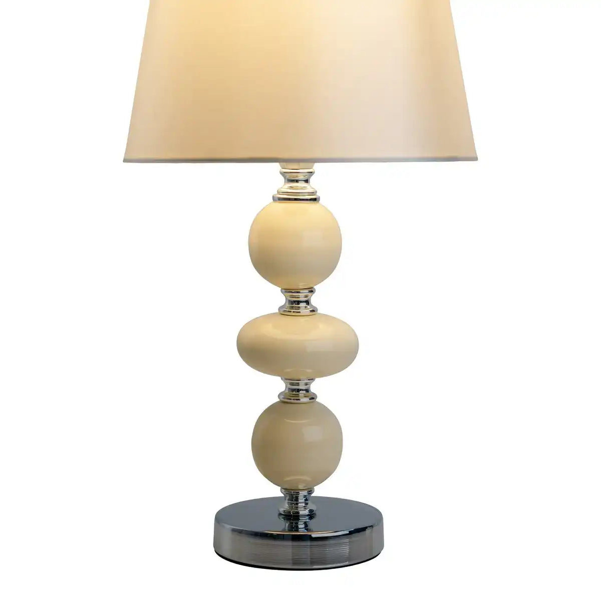 Keramik Tischleuchte "ARAGA" 36 cm hoch, Tischlampe aus Metall, Keramik, mit Textilschirm, beige, mit E14-Fassung, Beleuchtung für Esszimmer, Wohnzimmer, Diele oder Büro