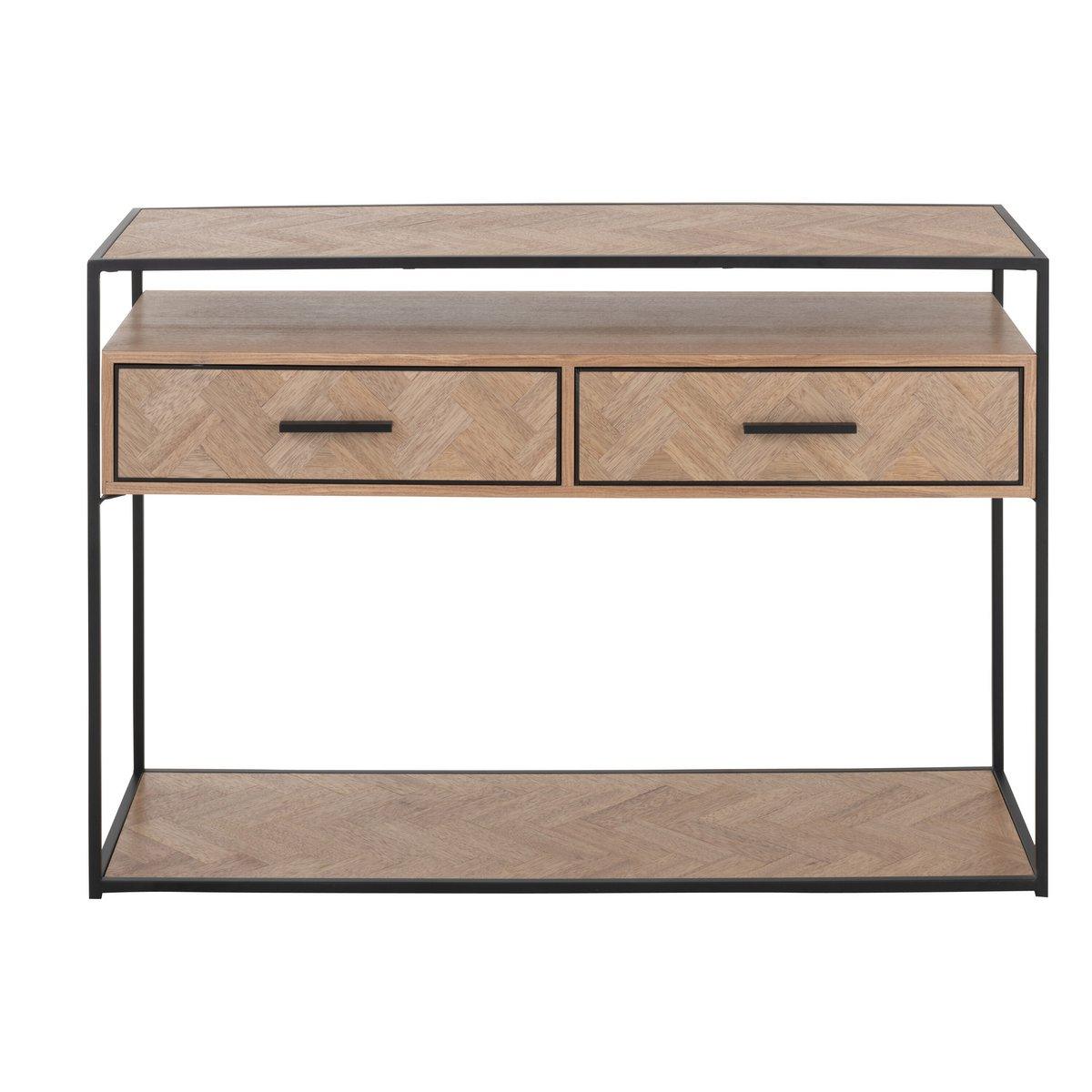 J-Line Konsole Zigzag 2 Schubladen Holz/Metall Natur/Schwarz
