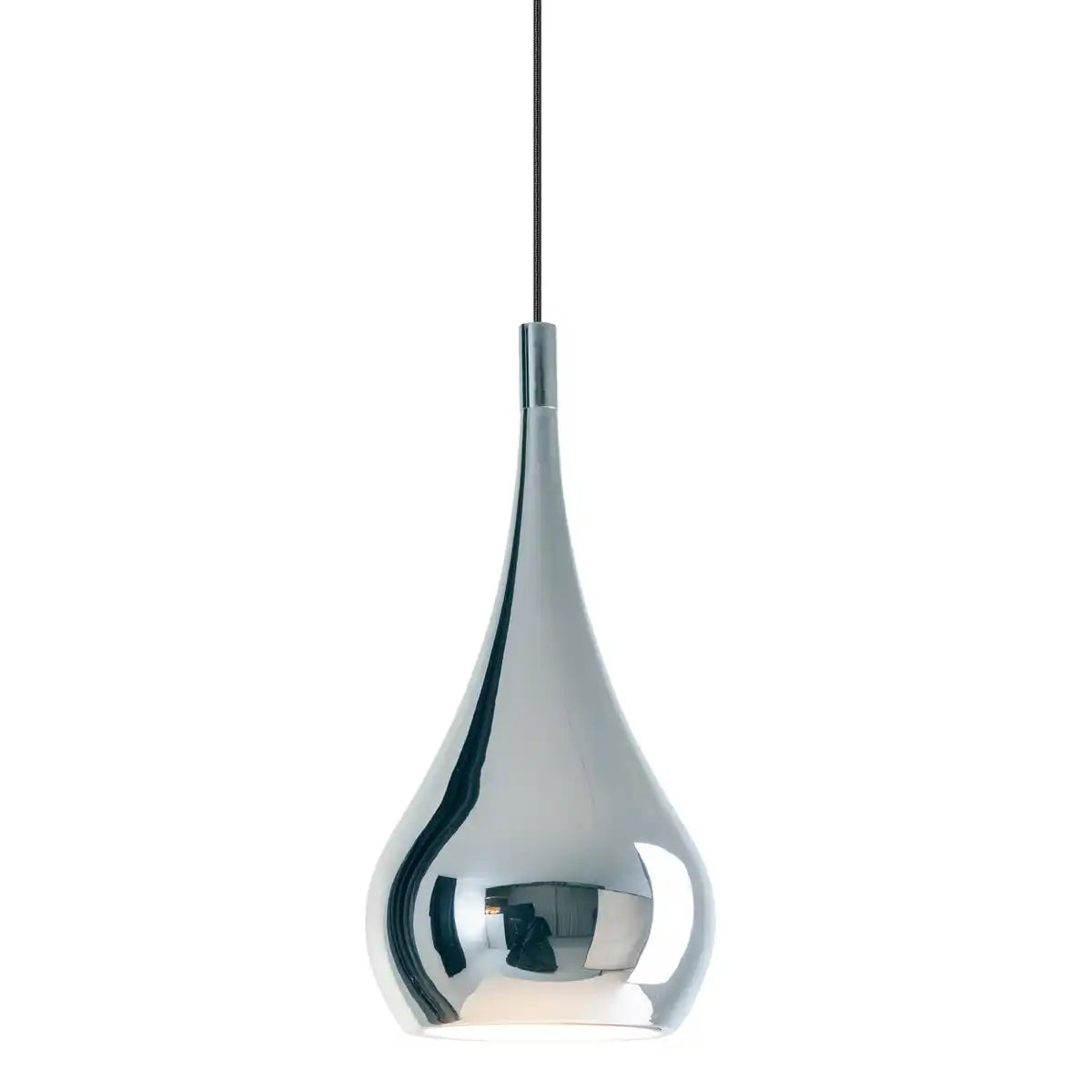 Pendelleuchte "STYLE", Retro Klassiker, Pendellampe aus chromglänzendem Metall mit E27-Fassung, Schirm Ø23 cm, ideal für Esszimmer, Wohnzimmer und Küche.