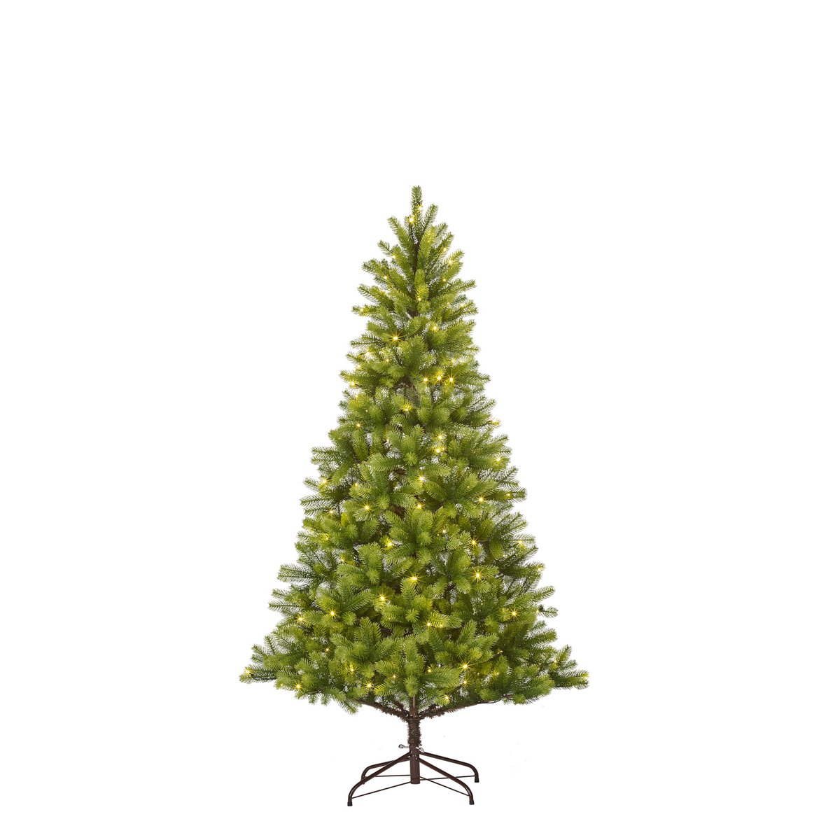 Künstlicher Weihnachtsbaum mit warmweißer LED-Beleuchtung – H180 x Ø108 cm – Grün