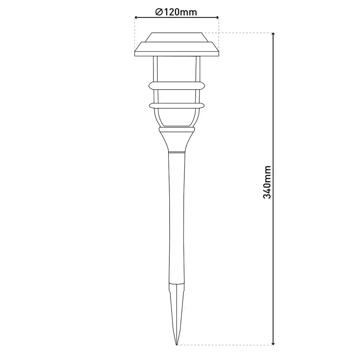 3er-Set LED-Outdoor-Erdspieß 34 cm hoch, Erdspieß aus schwarzem Kunststoff mit integrierter LED, Solarleuchte für Außen