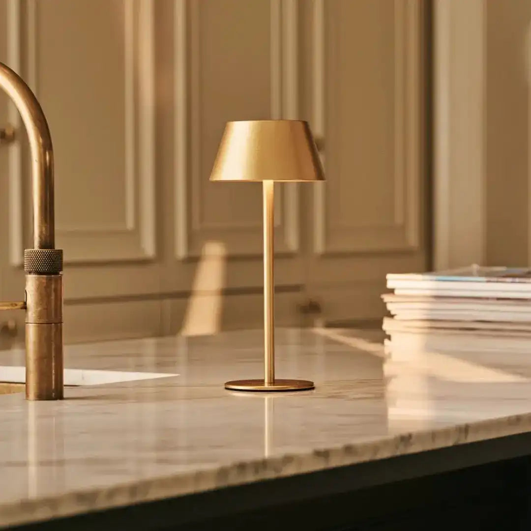 Milou Gold - Tischlampe ohne Kabel l moderne, Design- und 3 Lichtmodi