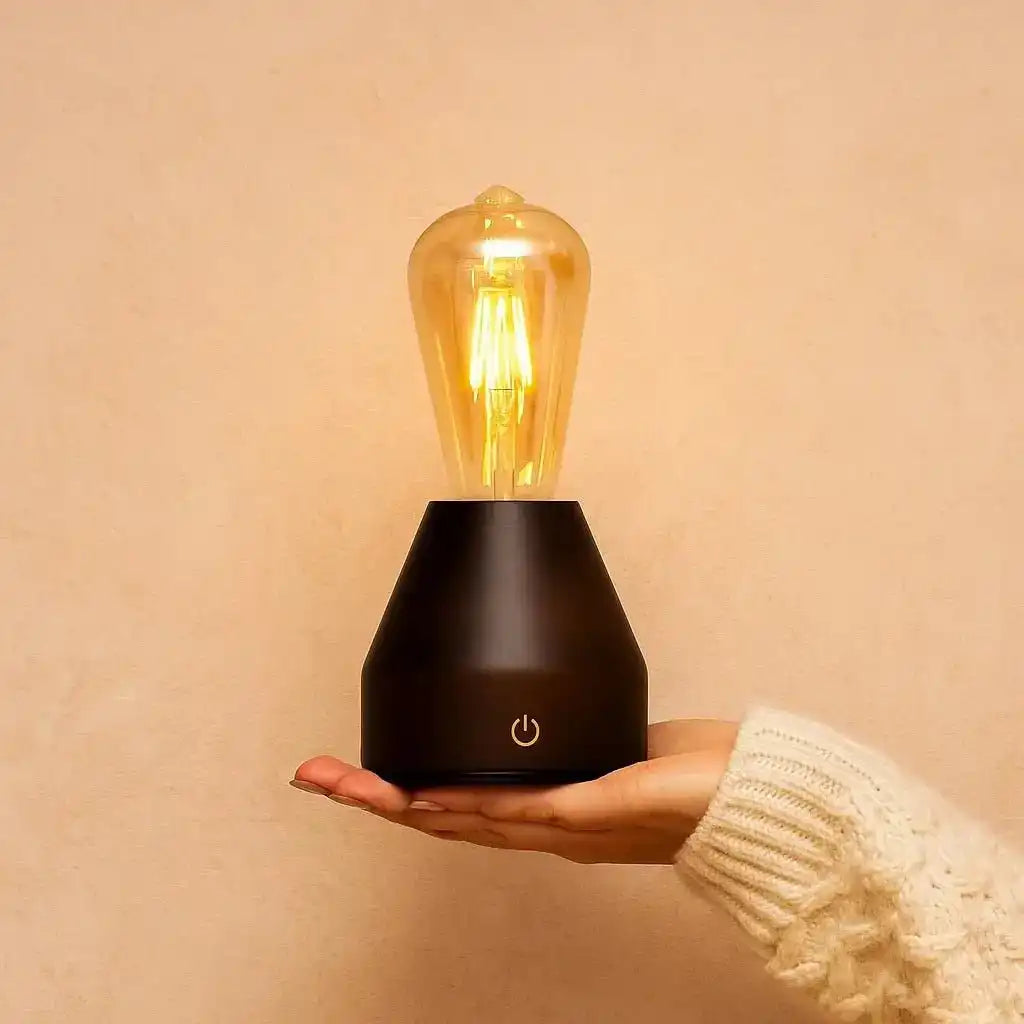 Zavi Dunkelbraune wiederaufladbare LED-Tischlampe – kabellos, dimmbar, 80-Stunden-Akku