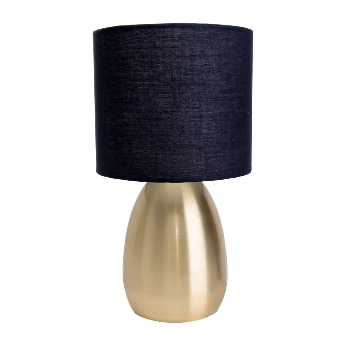 Tischleuchte "AURUM" 33 cm hoch in Gold/schwarz, aus Metall und Textil, mit E14-Fassung, Beleuchtung für Esszimmer, Wohnzimmer, Diele oder Büro