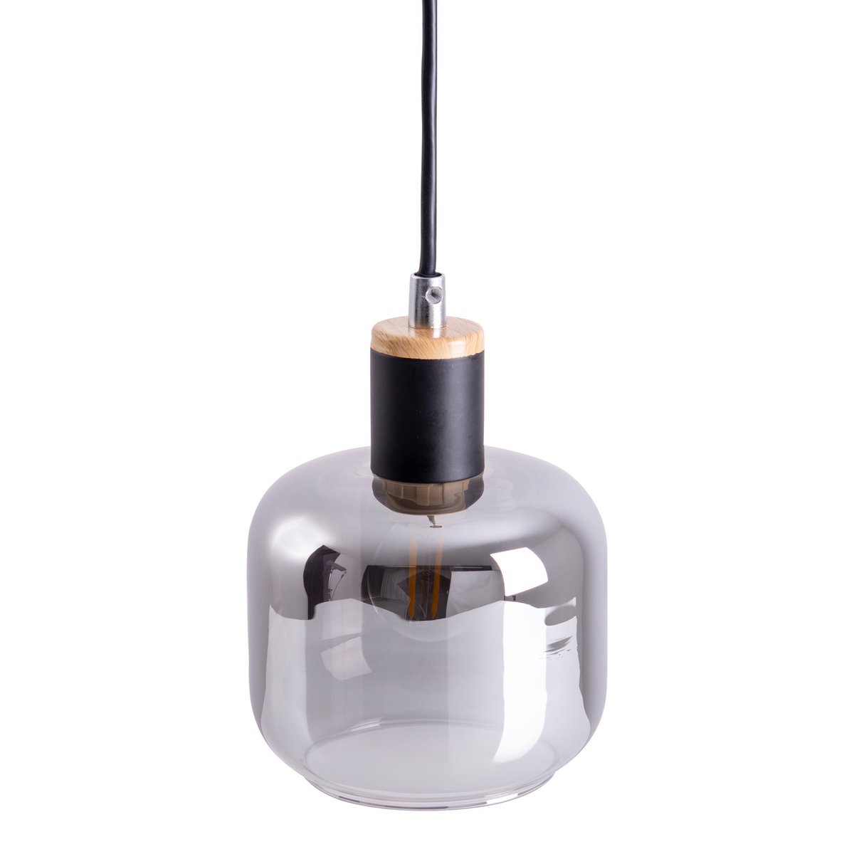 1er Pendelleuchte "FUMOSO", Pendellampe aus Metall und Glas in Schwarz,, mit E14-Fassung, für Esszimmer, Wohnzimmer, Diele oder Büro, Hängelampe 80 x 20 cm