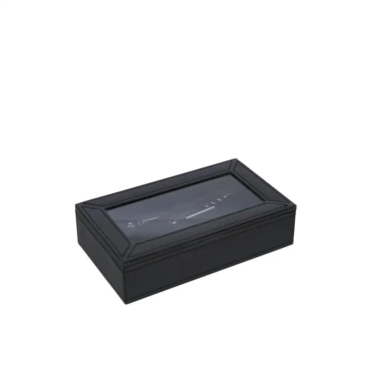 J-Line Box mit 6 Weinaccessoires – Kunstleder – Schwarz