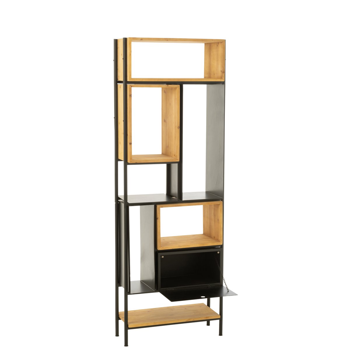 J-Line Regal Tina Holz/Eisen Schwarz/Natur Klein