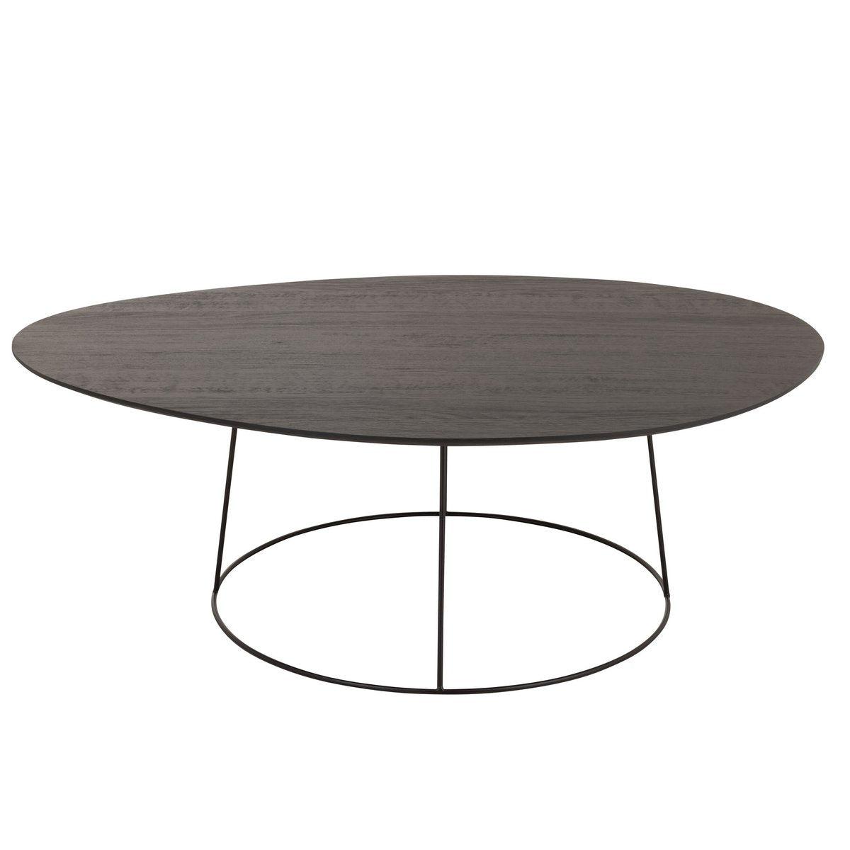 J-Line Couchtisch Oval – Holz/Metall – Dunkelbraun