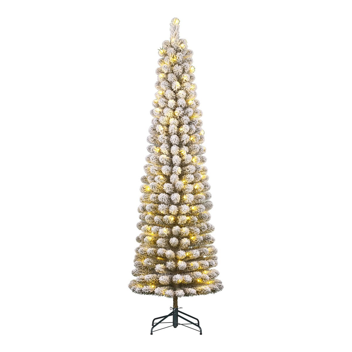 Künstlicher Weihnachtsbaum von Charlton mit warmweißer LED-Beleuchtung – H155 x Ø48 cm – Grün gefrostet