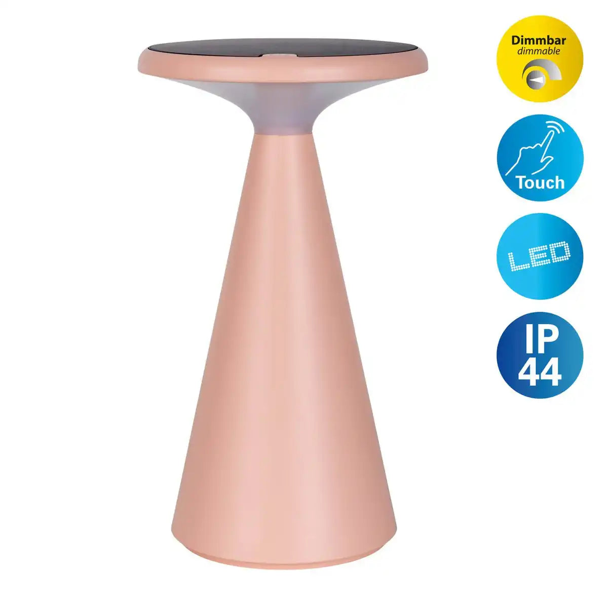 Solar-Akku-Tischleuchte "Palu" für Außen und Innen, aus Kunststoff in Rosa , 20 cm hoch