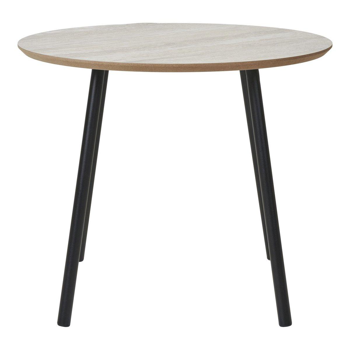 Aalst Couchtisch – Schwarz/Beige, Stahl, MDF, Ø55x45cm