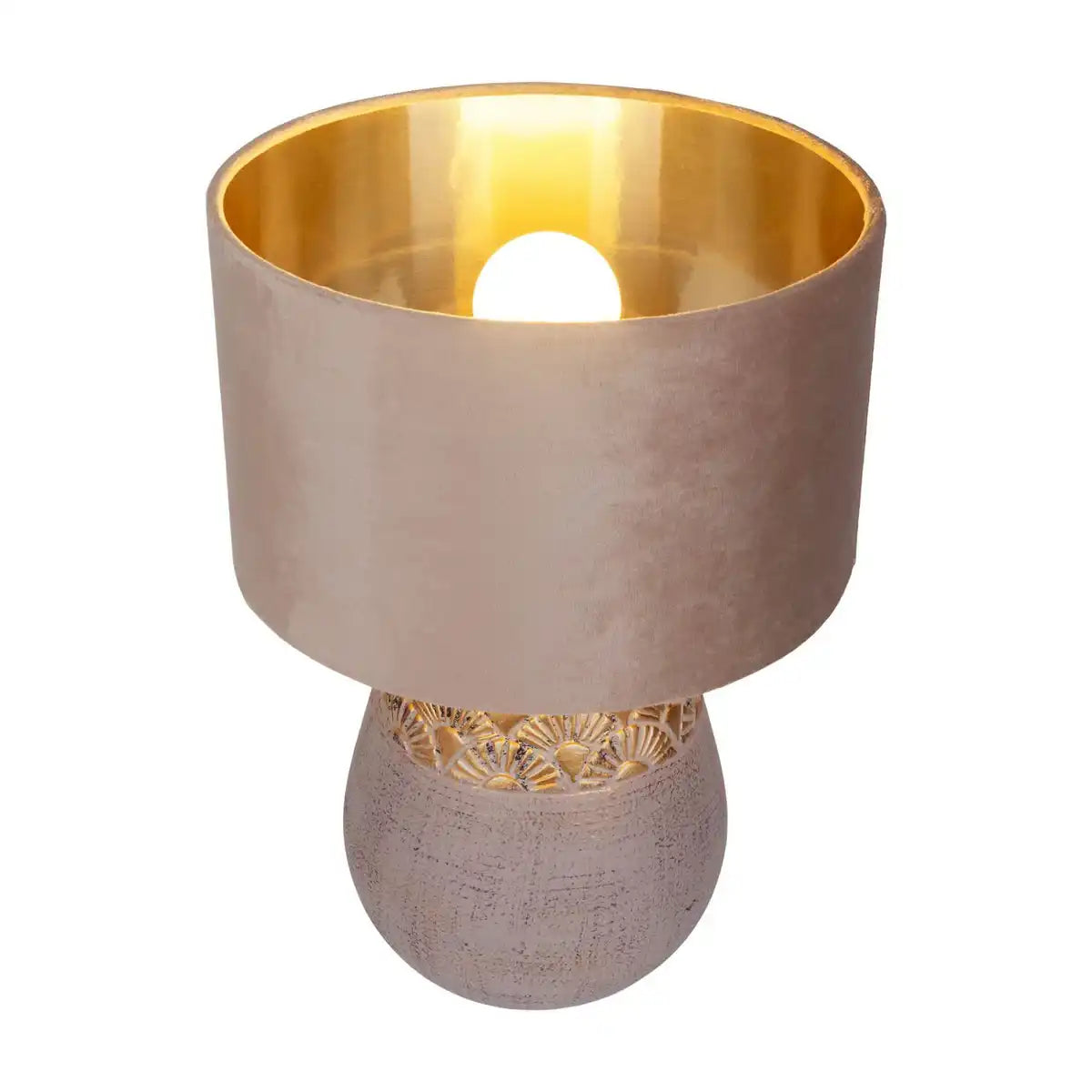 Keramik Tischleuchte "Bronco", Tischlampe, Keramik, beige/grau/Gold, mit E14-Fassung, für Esszimmer, Wohnzimmer, Diele oder Büro, 39 cm hoch