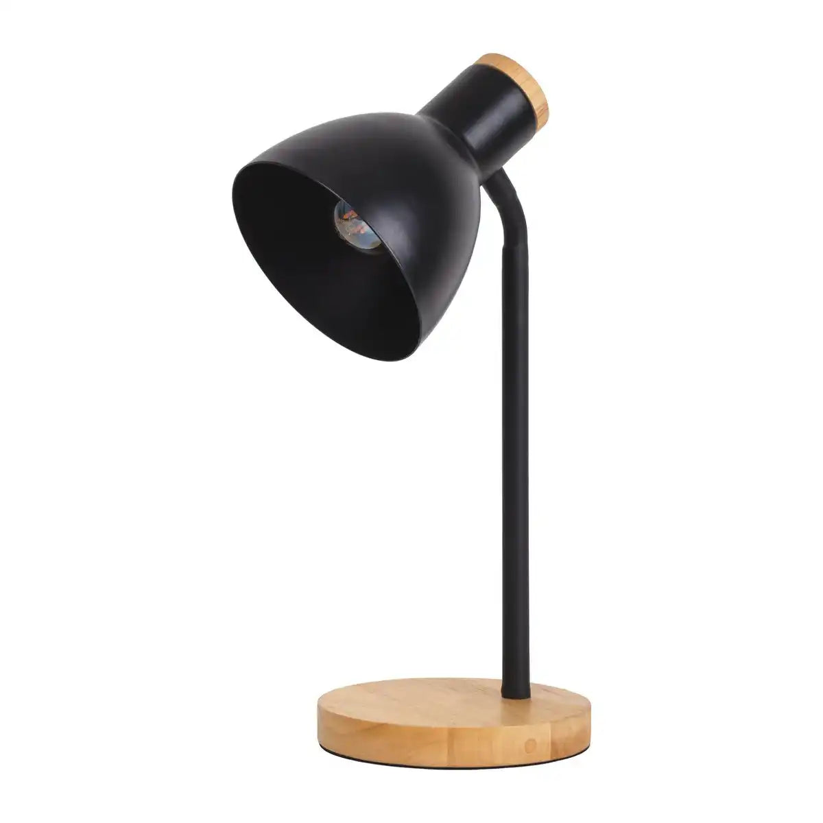 Schreibtischleuchte "MARIE" aus Metall und Holz, E14, Schwarz, 36,5 cm hoch