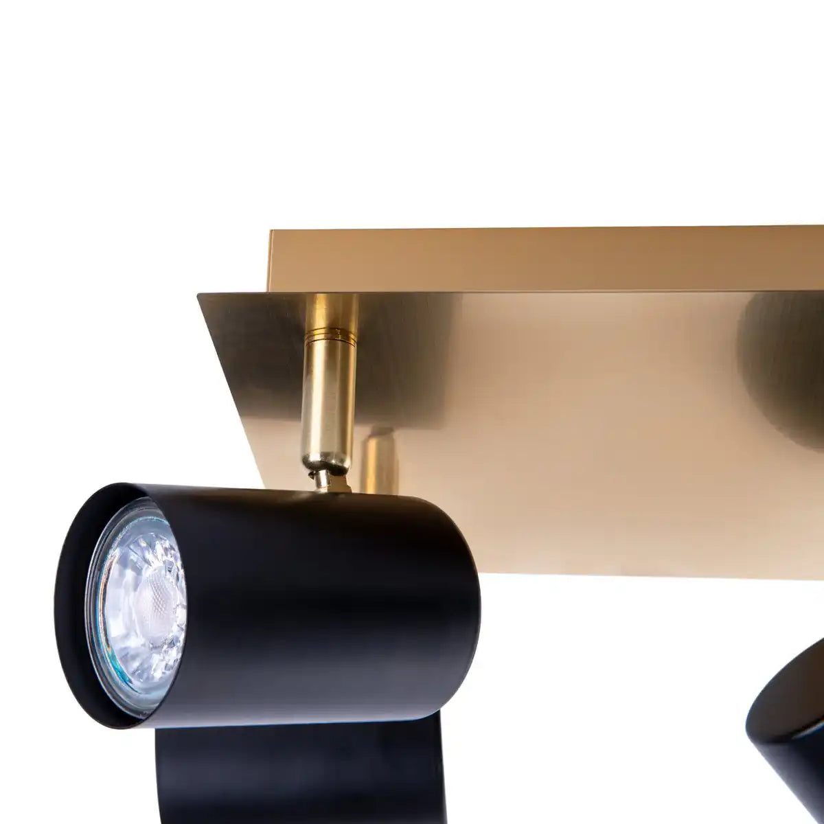 4er Wand- und Deckenleuchten "FRIDA" in Metall schwarz / Gold, Deckenstrahler, GU10, Deckenlampe für Esszimmer, Wohnzimmer, Diele oder Büro, 22 x 22 cm