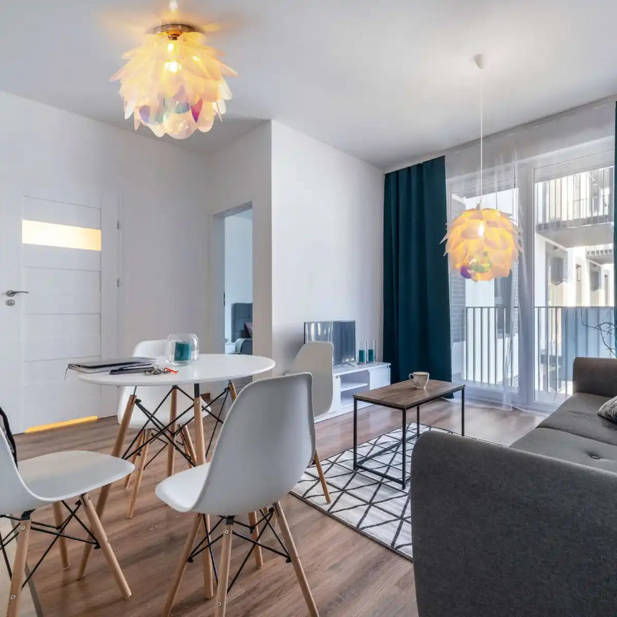 Deckenleuchte "FORA" aus Metall und irisierendem Kunststoff, E27-Fassung, Beleuchtung für Wohnzimmer, Esszimmer und Büro, Ø40 cm