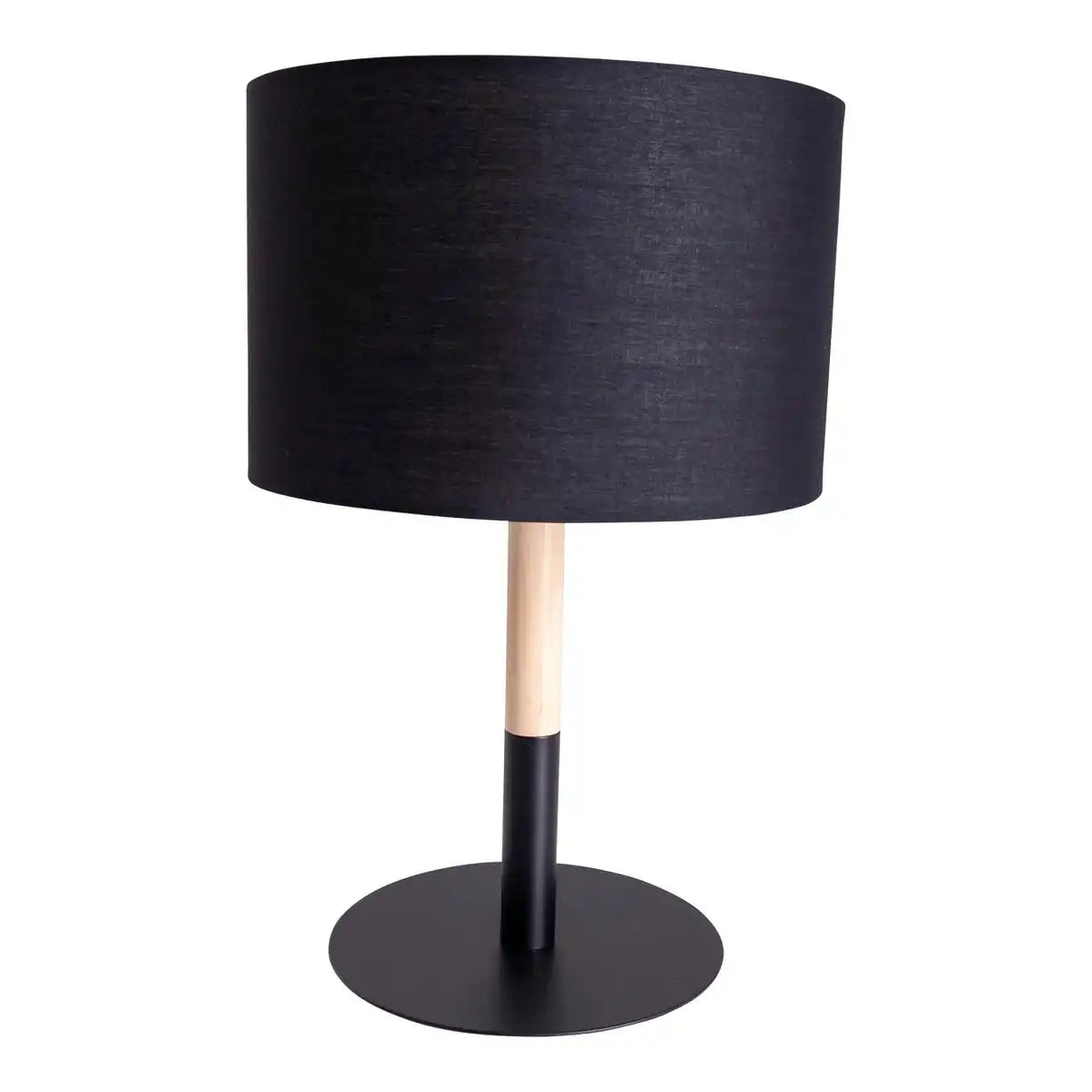 Textil-Tischleuchte "TESSILE", Tischlampe aus Metall, Textil und Gummibaumholz in Schwarz,/Natur, mit E14-Fassung, für Esszimmer, Wohnzimmer, Diele oder Büro, 37 cm hoch