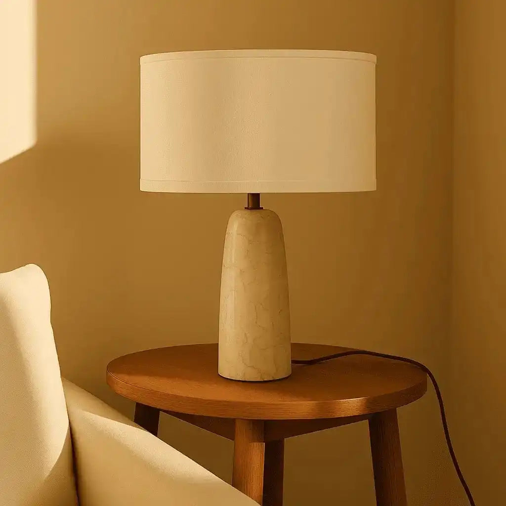 Charlotte Marmorlampe mit Baumwollschirm – Elegante Beleuchtung für Ihr Zuhause