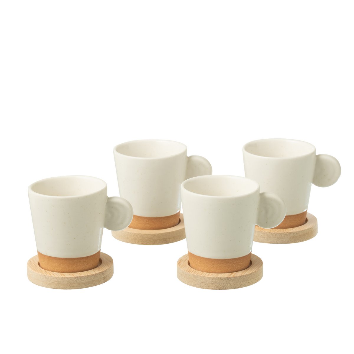J-Line Box mit 4 Kaffeebeuteln mit Ohr + Bambusboden, Keramik, Weiß/Natur