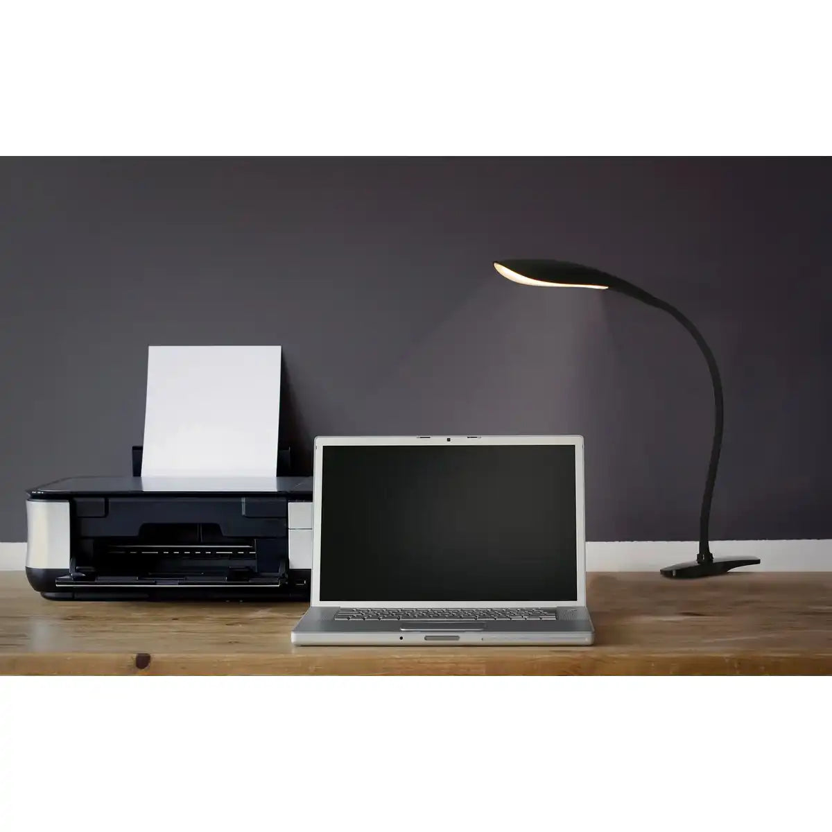 LED-Klemmleuchte "ALF" aus Metall und Kunststoff in Schwarz, mit integrierter LED